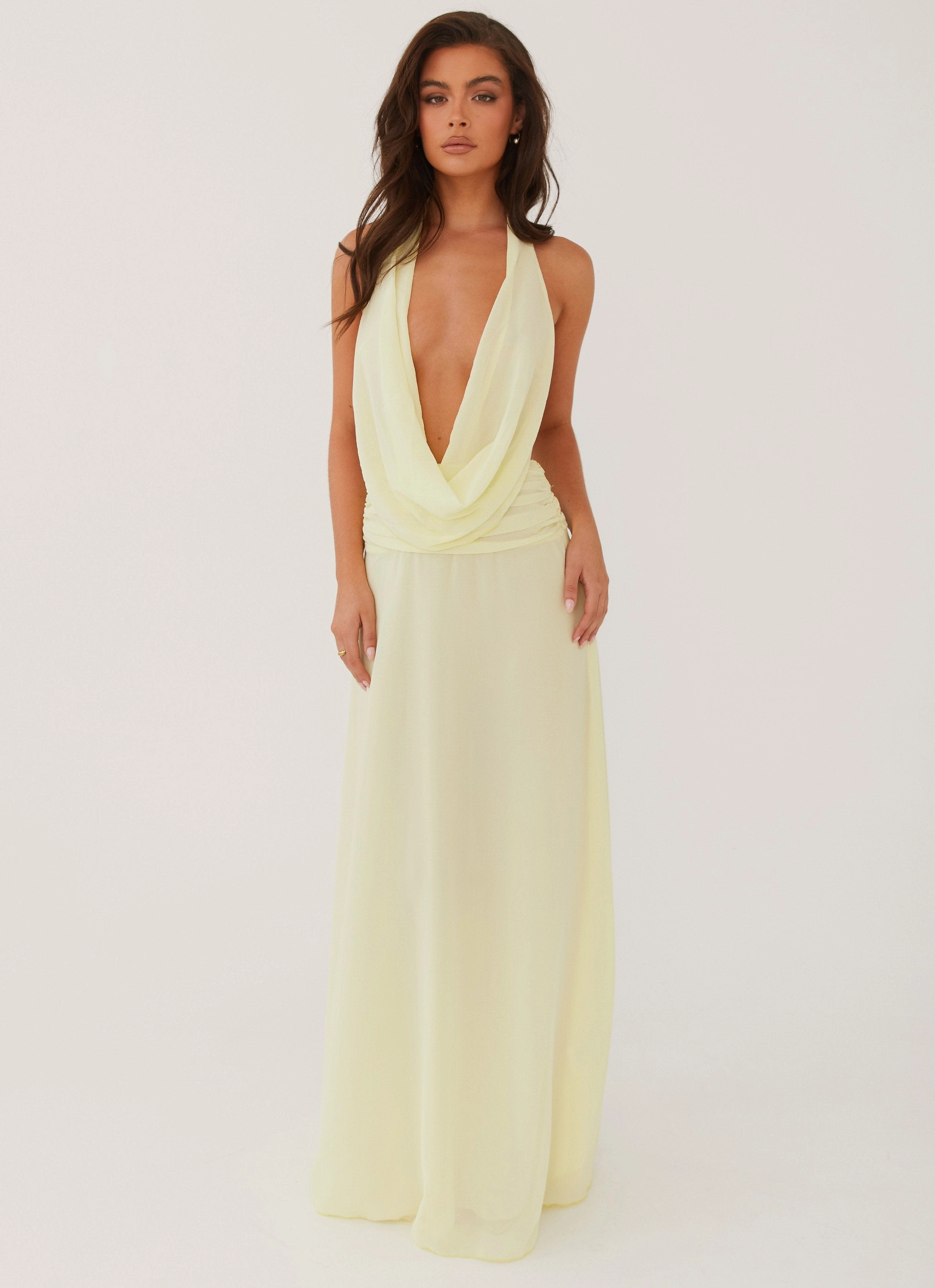 Love Soft Elysia Chiffon Maxi Dress - Lemon
