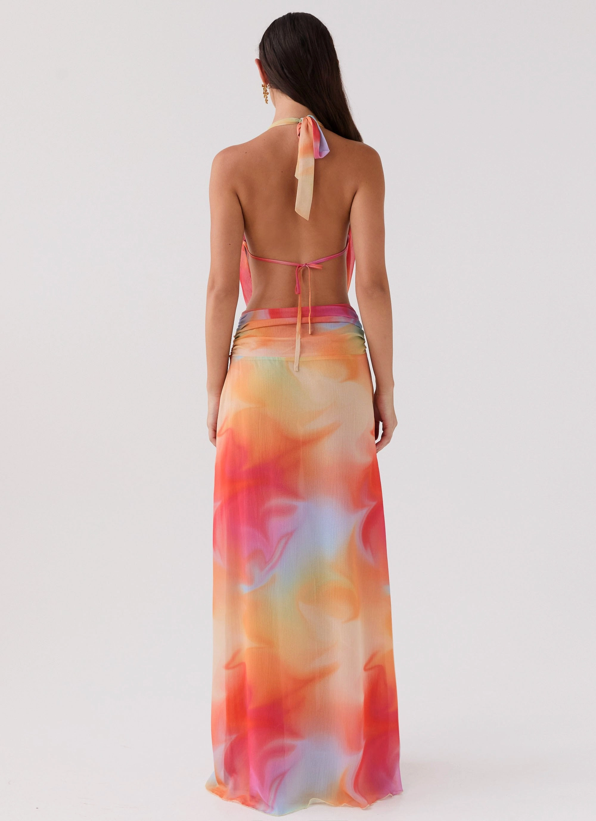 Bright-Hue Elysia Chiffon Maxi Dress - Rainbow