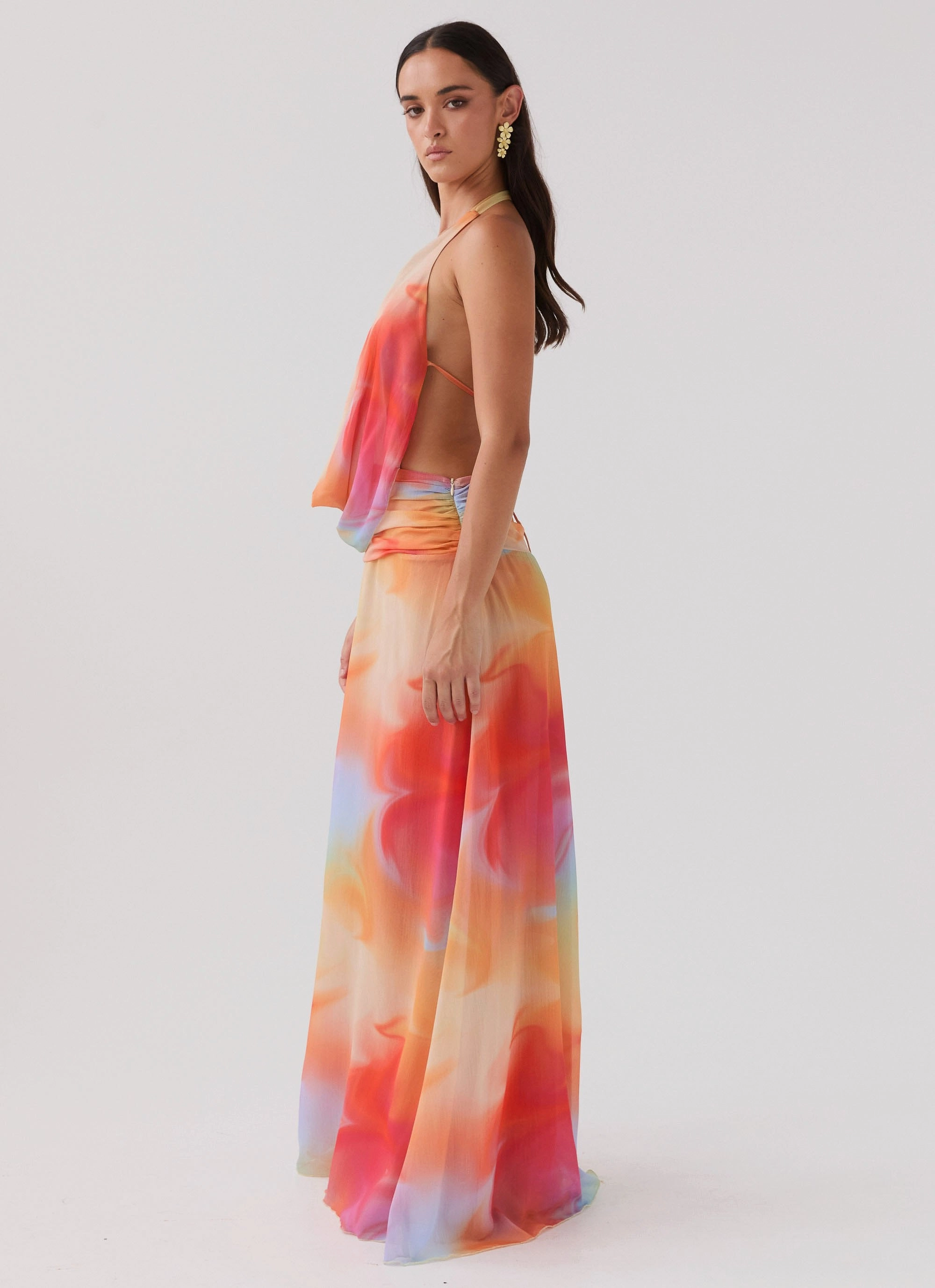 budget-friendly Elysia Chiffon Maxi Dress - Rainbow