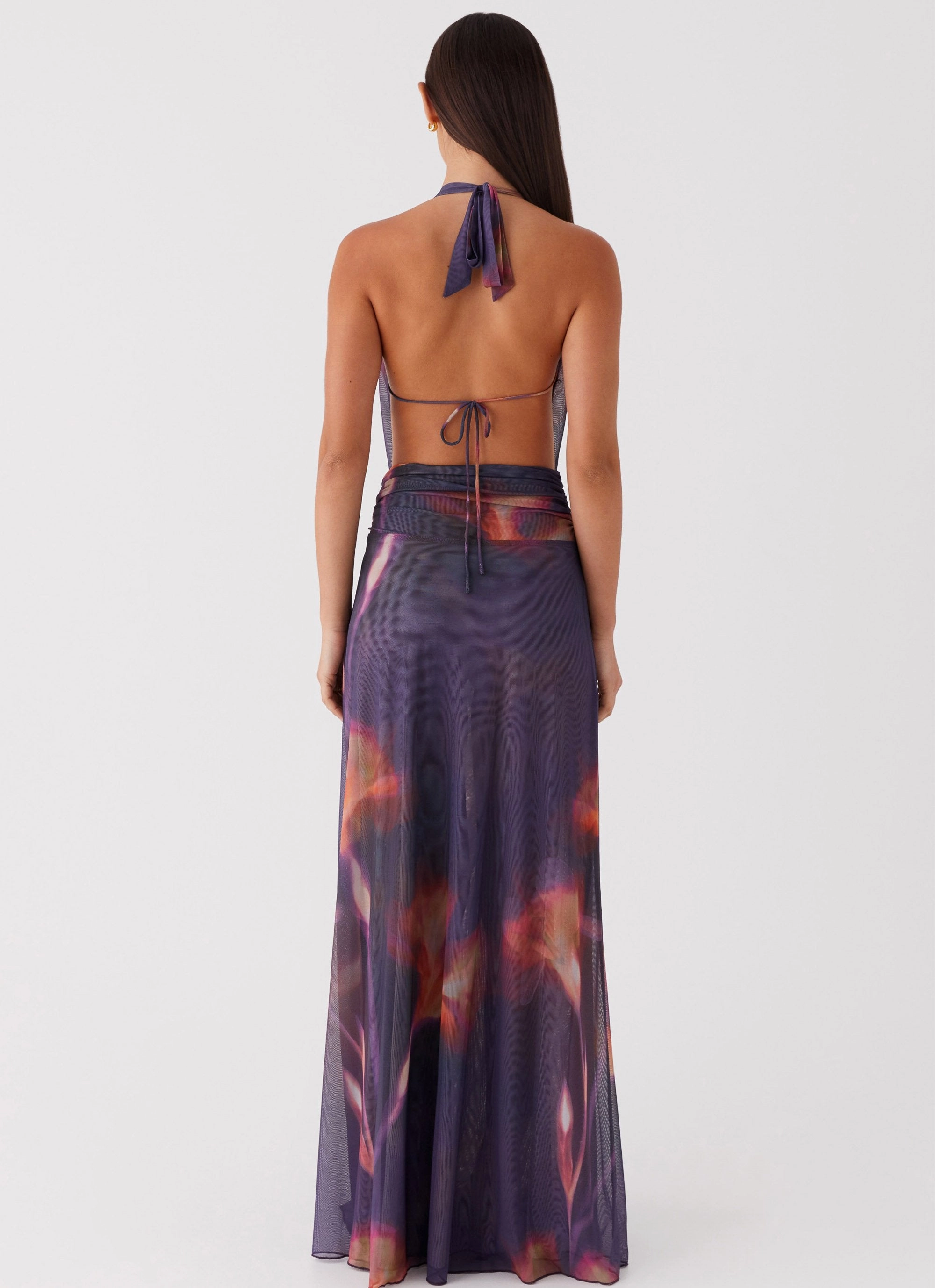 Tactile Feel Chic Layers Elysia Mesh Maxi Dress - Midnight Bloom