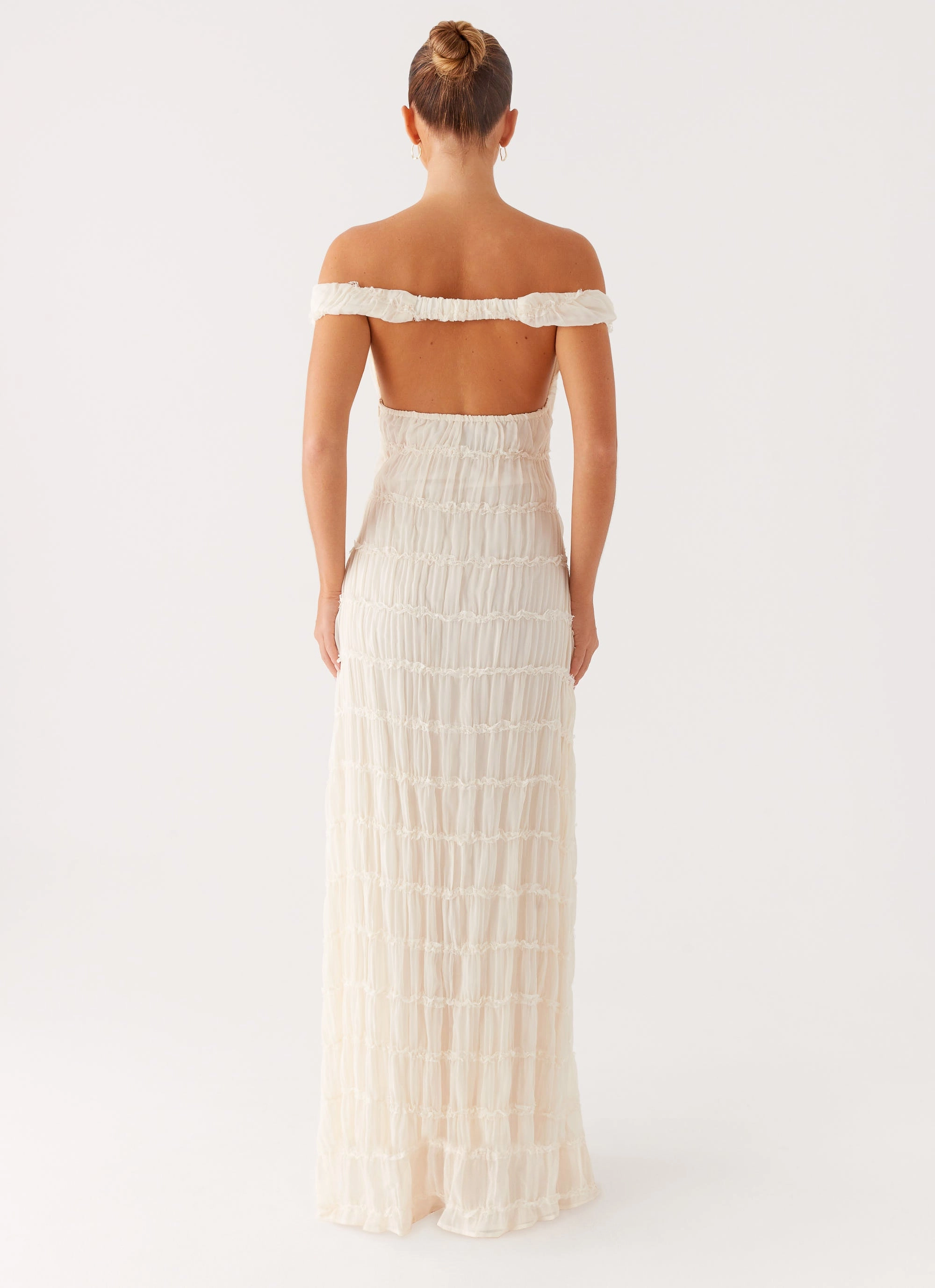 Printed-Fabric Influencer-Style Embrace Maxi Dress - Ivory