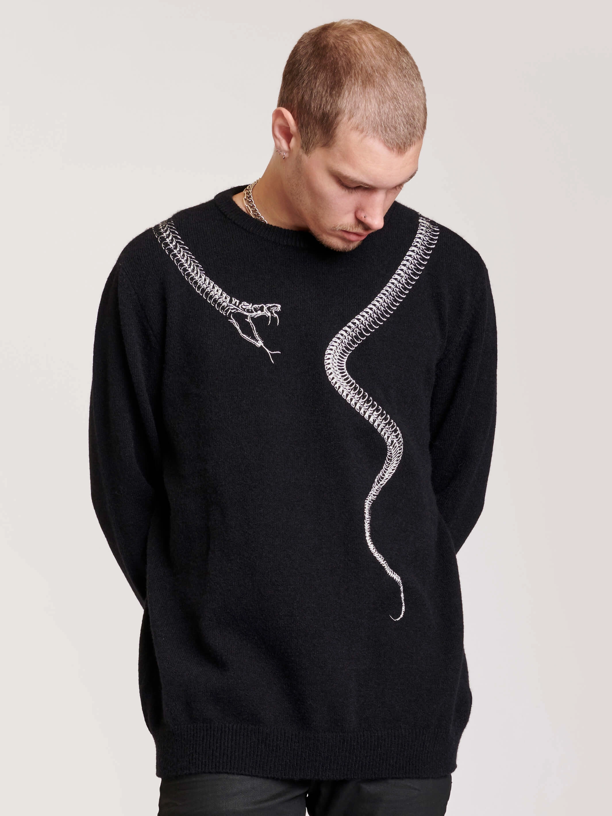 Fashion Ready Embroidered Snake Sweater