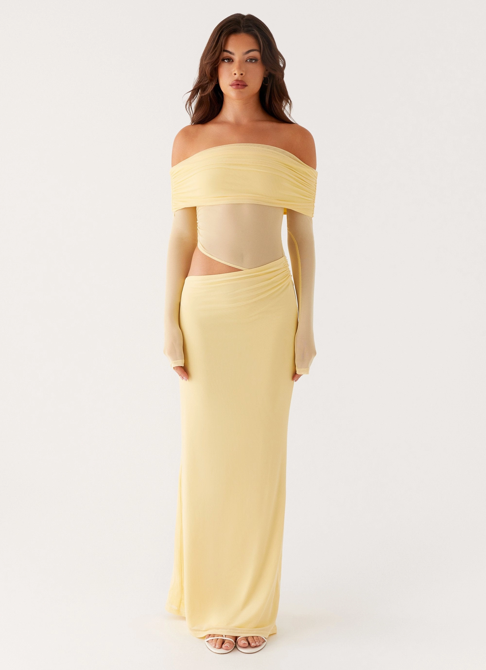 Emery Maxi Dress - Yellow Sleek Waist Design Fit
