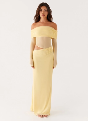 Emery Maxi Dress - Yellow Sleek Waist Design Fit