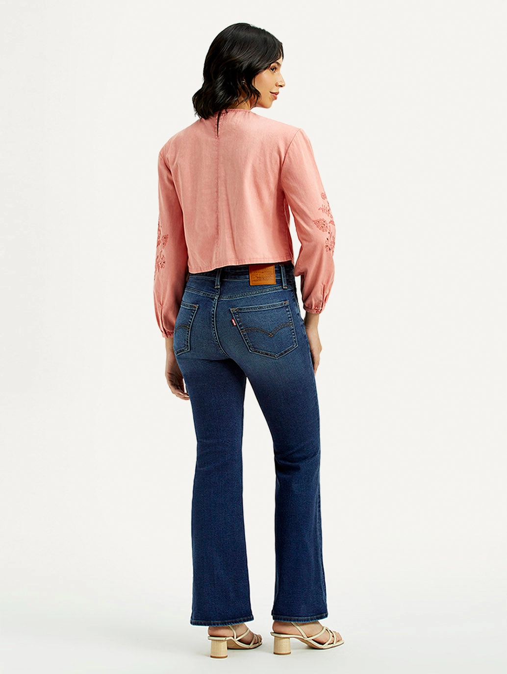 Women's 726 Dark Indigo Flared Fit High Rise Jeans Professional Wear Premium Winter Warmth