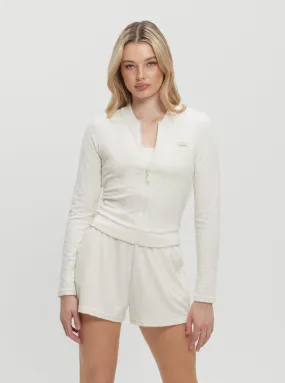 Flexible Elasticity White Lola Active Zip Jacket
