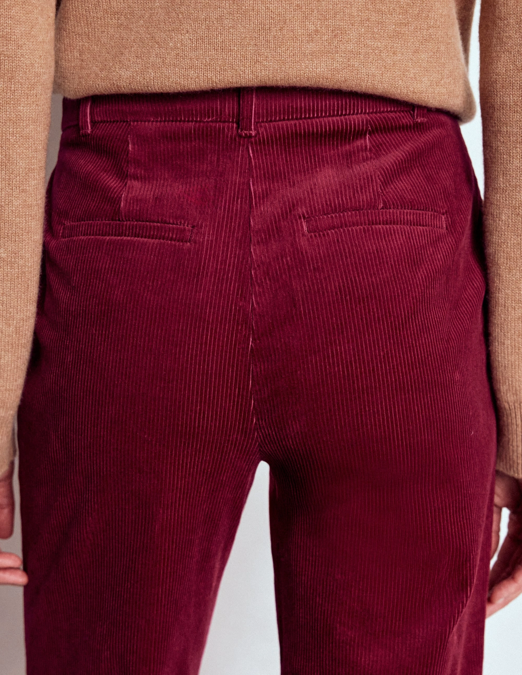 Sleek lines Cozy Style Canonbury Cord Trousers-Burgundy Red