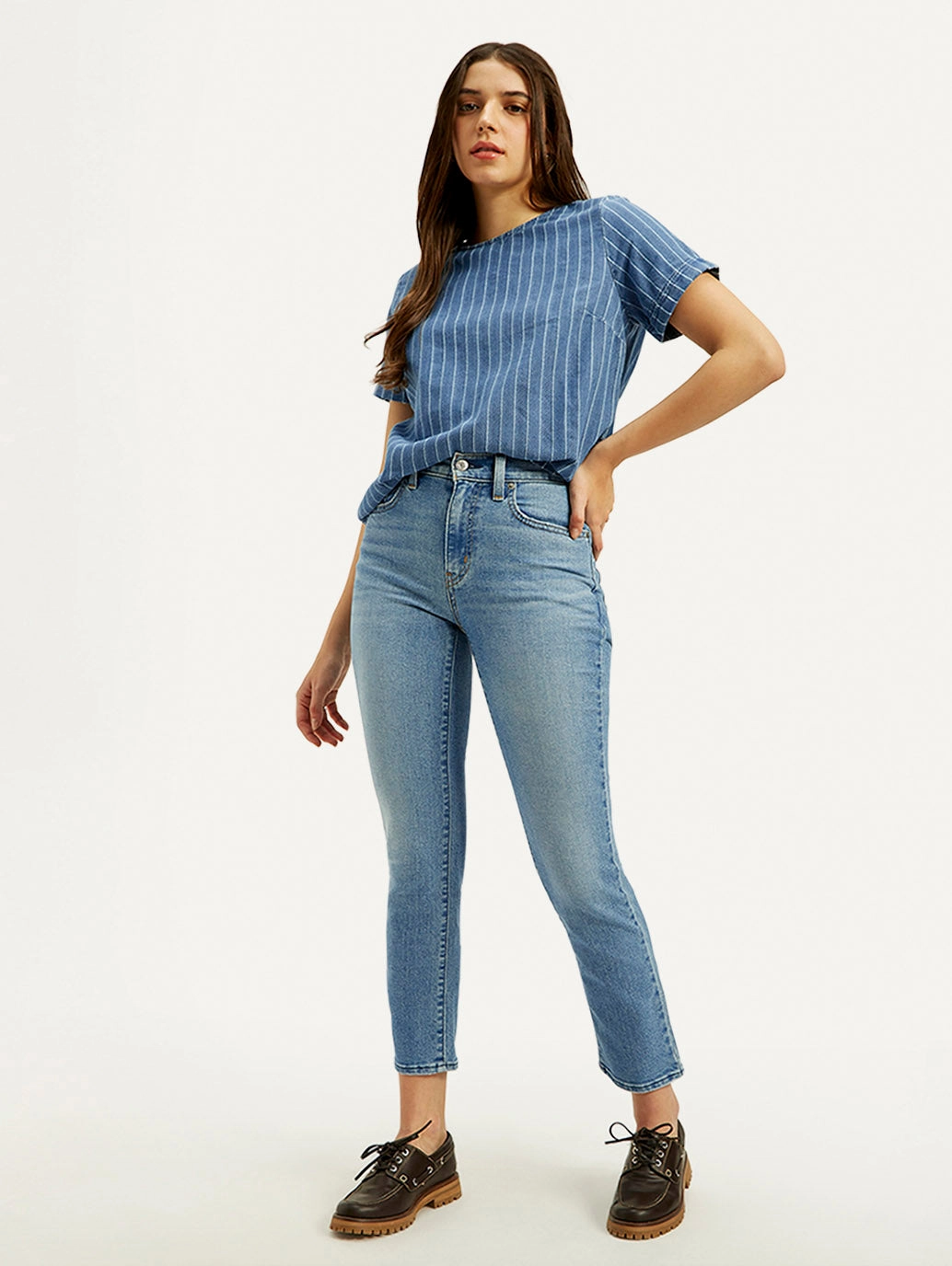 Staple Piece Women's 724 Light Blue Straight Fit High Rise Jeans