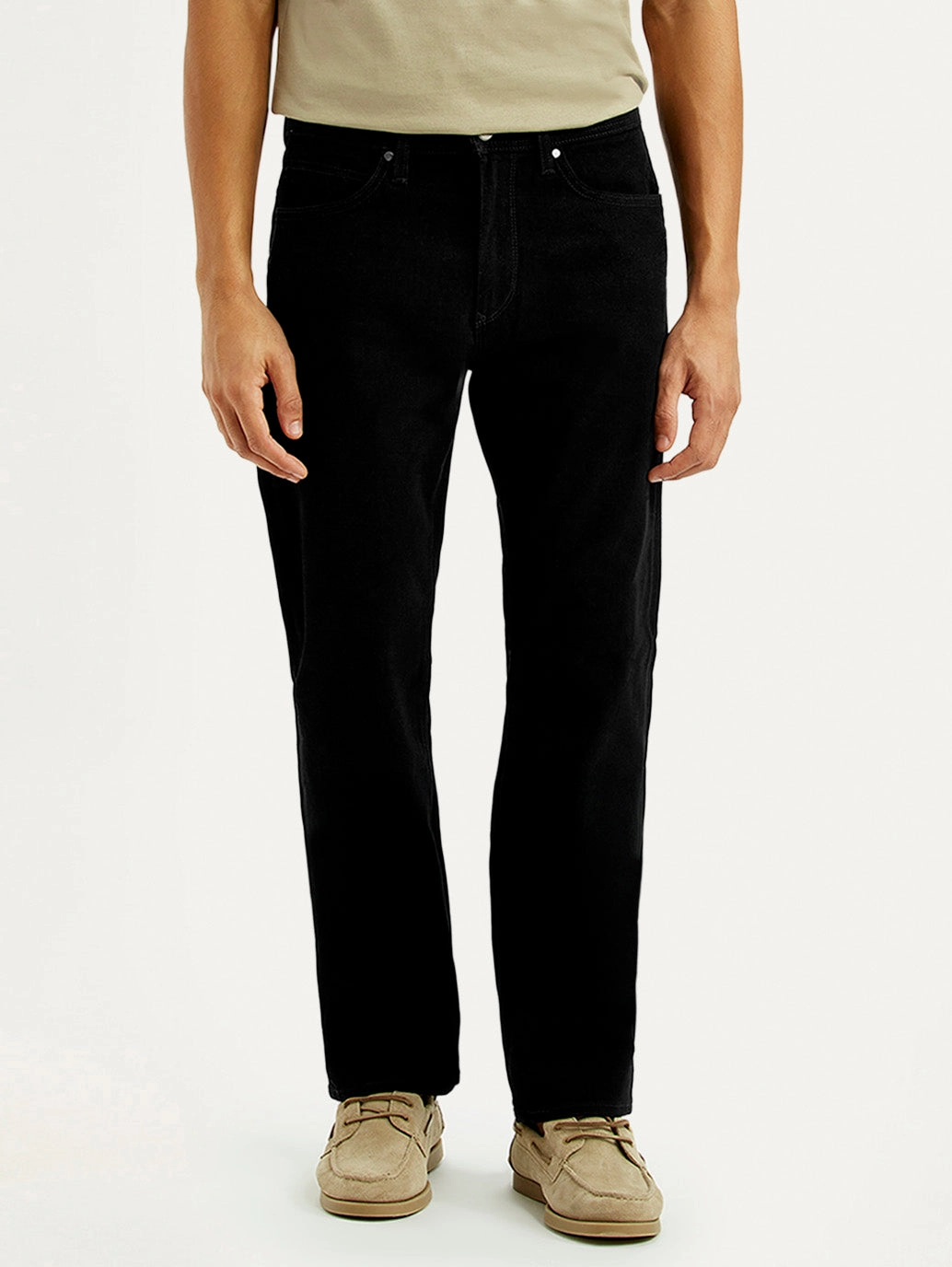 Men's Redloop 505 Black Straight Fit Mid Rise Jeans Everyday Neutral