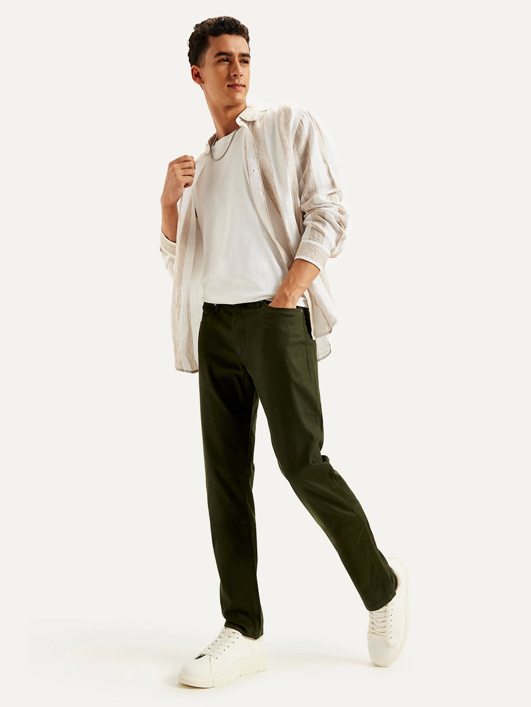 Comfy Design Flattering Waist Design Men's Redloop 511 Olive Green Slim Fit Mid Rise Jeans