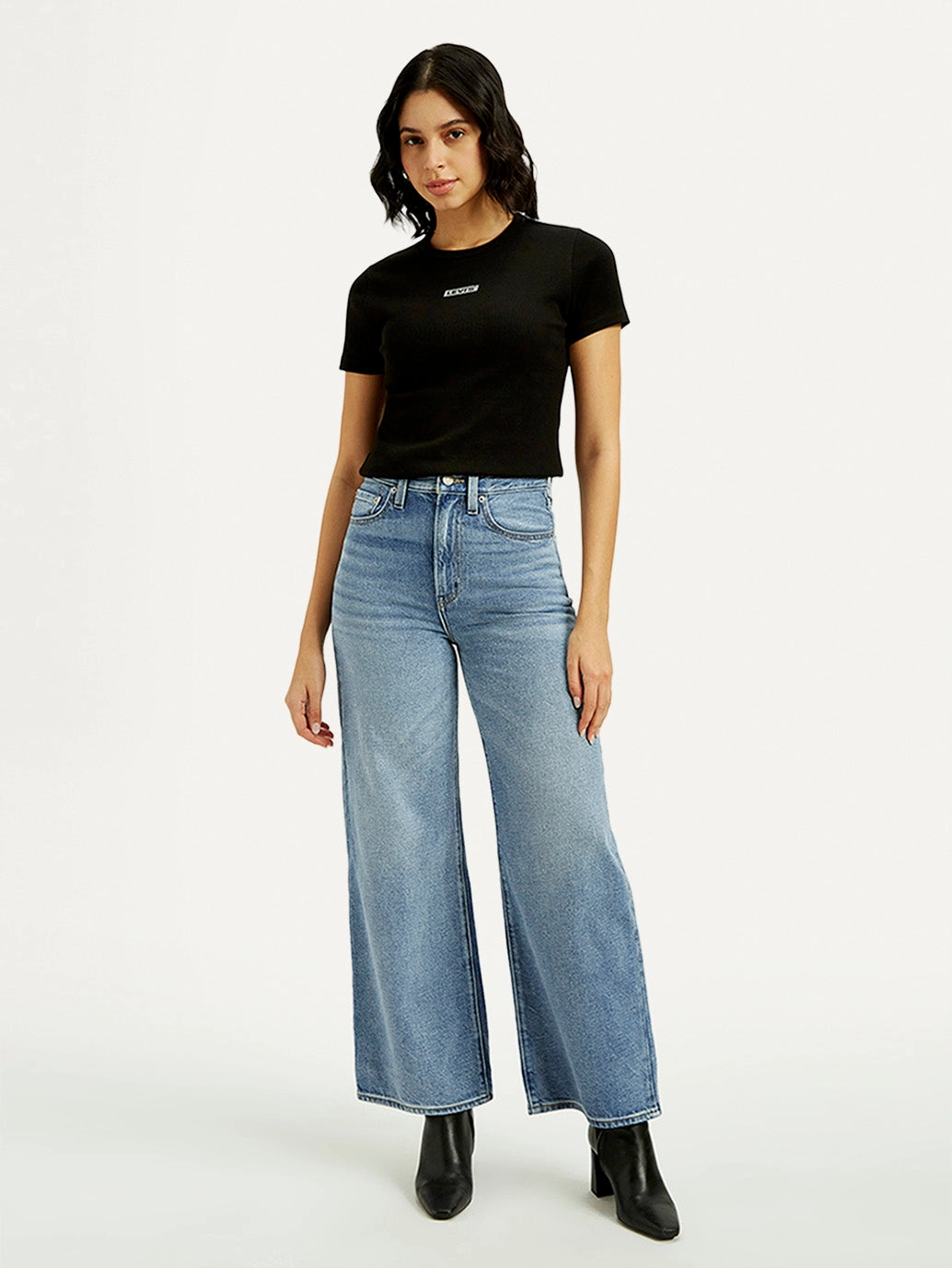 Fashion friendly Women's Light Indigo Ribcage Wide Leg Fit High Rise Jeans