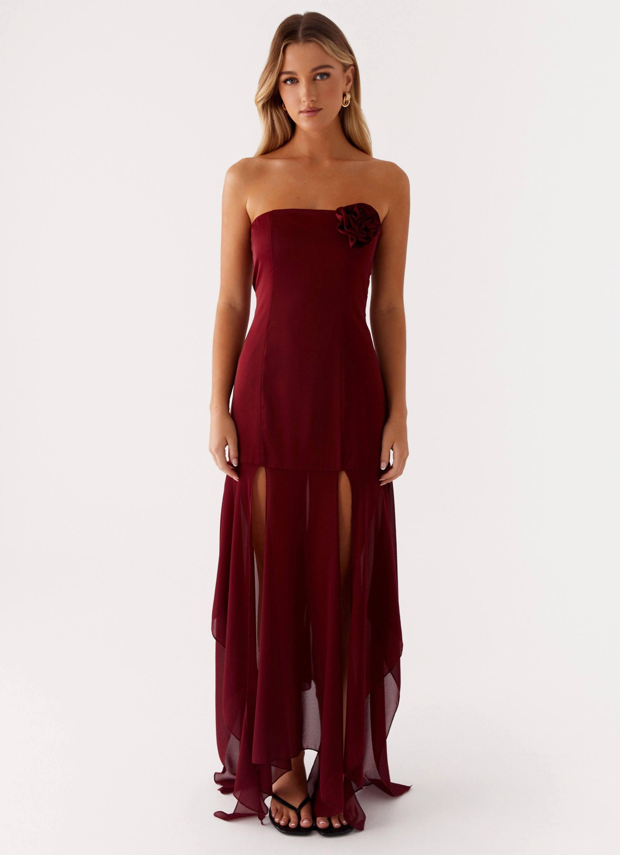 Collision Satin Maxi Dress - Cherry Red Daily Comfort Subtle Mood