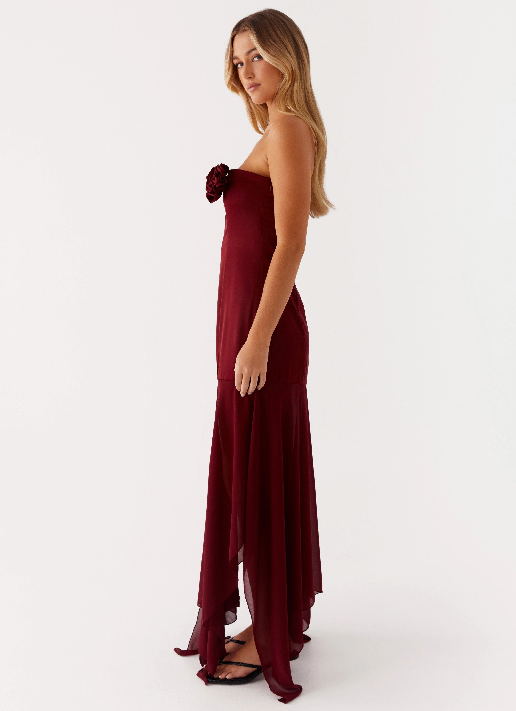 Collision Satin Maxi Dress - Cherry Red New Spirit