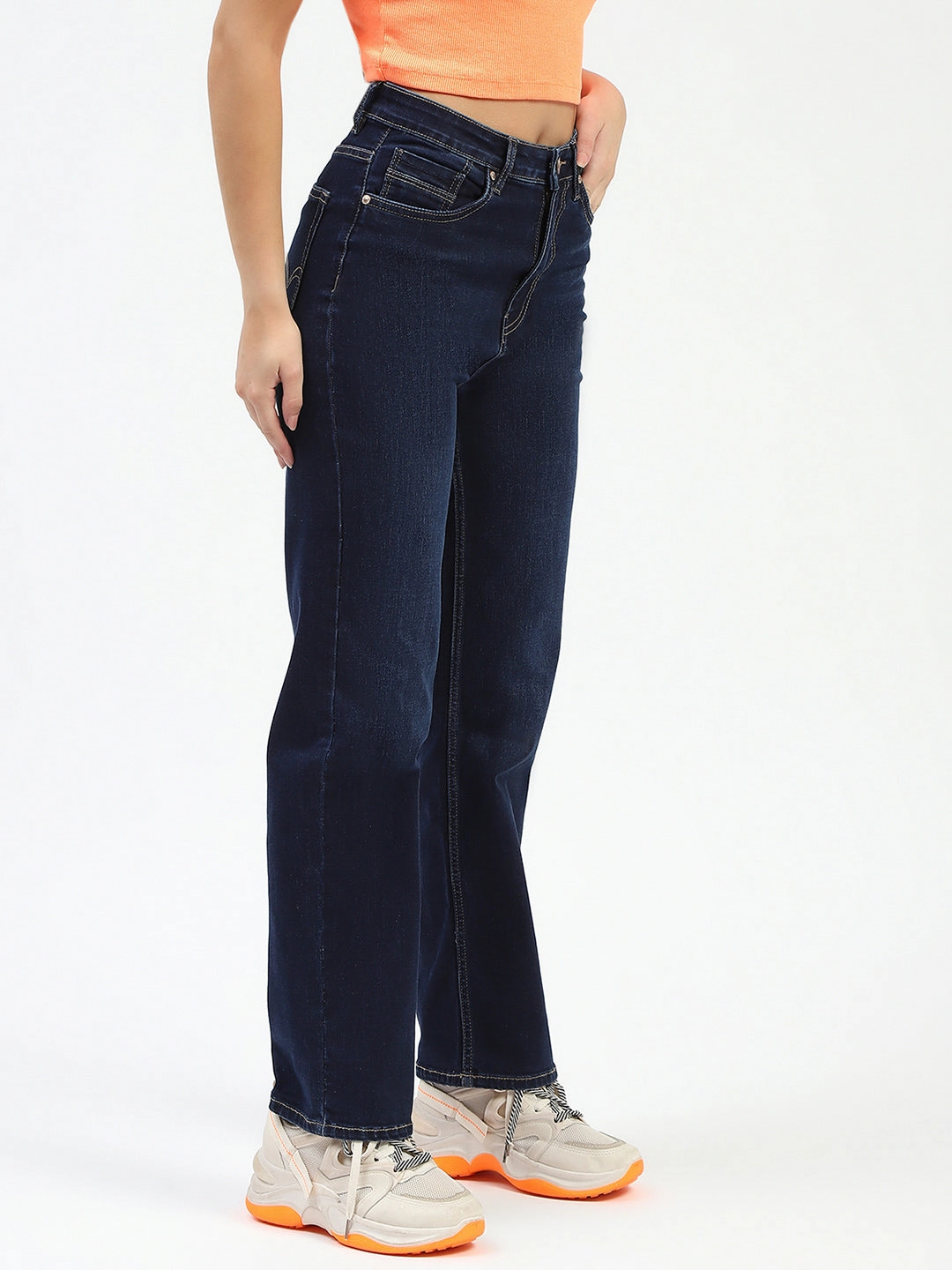 Madame Dark Blue Straight Fit Denim Jeans Motion Ease Comfy Classic High Quality