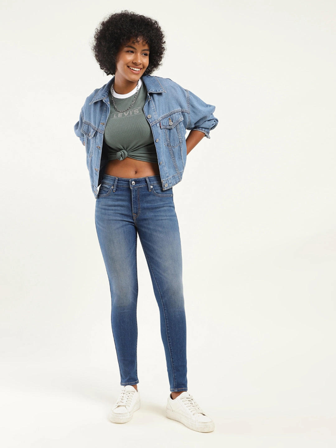 Women's 711 Blue Skinny Fit Mid Rise Jeans Perfect Match Outfit Routine