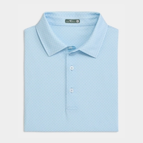 NonChafing Seam Placement Heritage Blue Diamond Lattice Printed Performance Polo