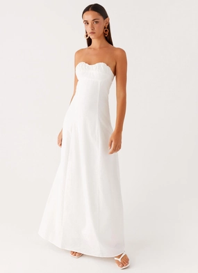 Tayla Linen Maxi Dress - White Perfect Fit