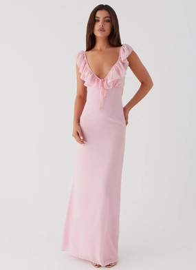 Silvie Maxi Dress - Pink Cap-Sleeve Smart and Relaxed