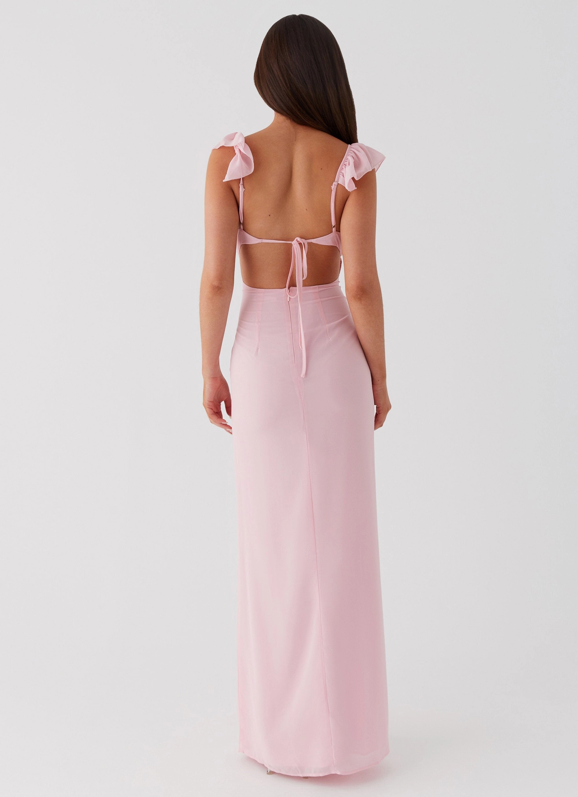 Silvie Maxi Dress - Pink Cool Structure Chic Waist