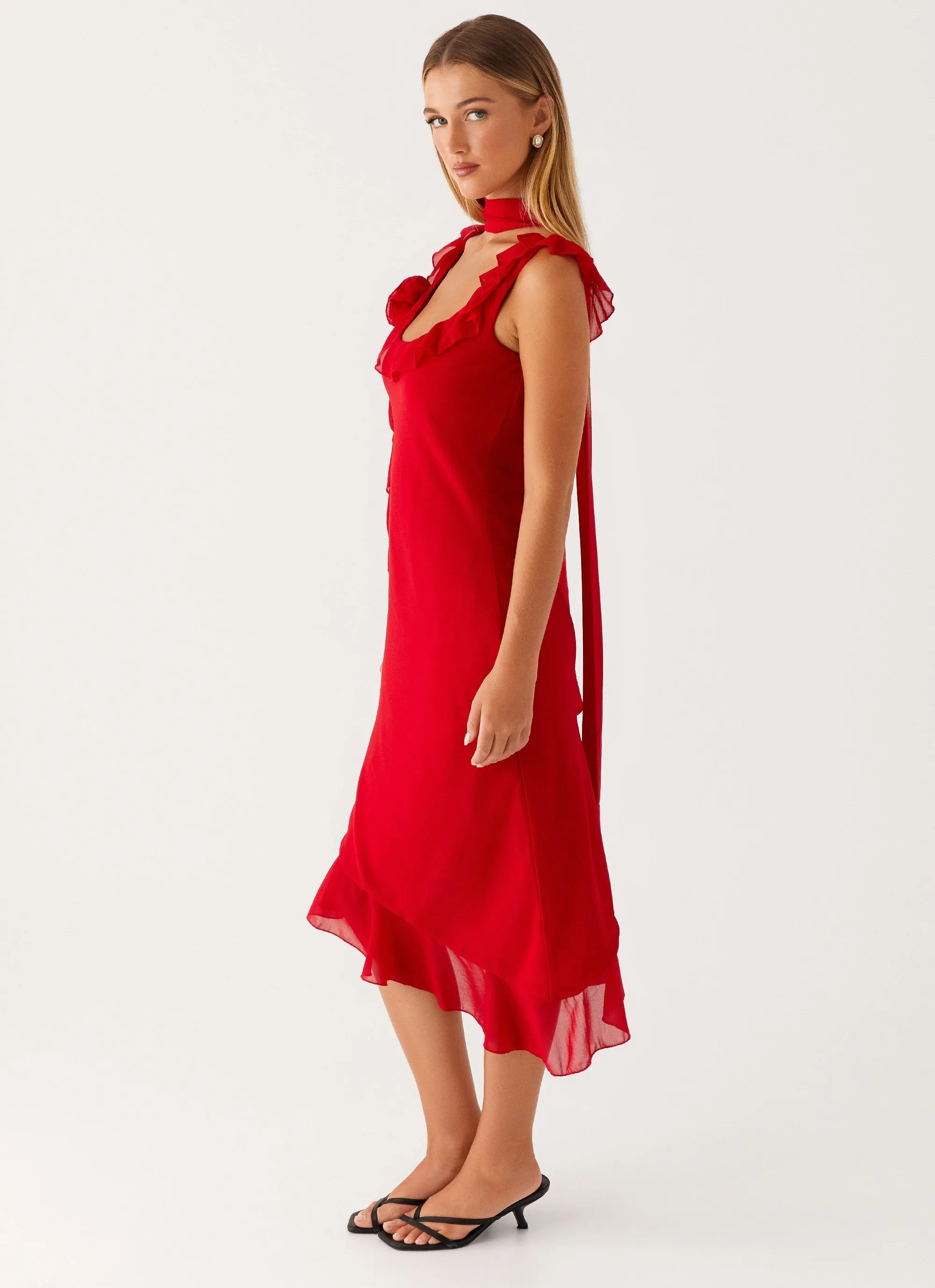 Fariday Midi Dress - Red Fashionable Design