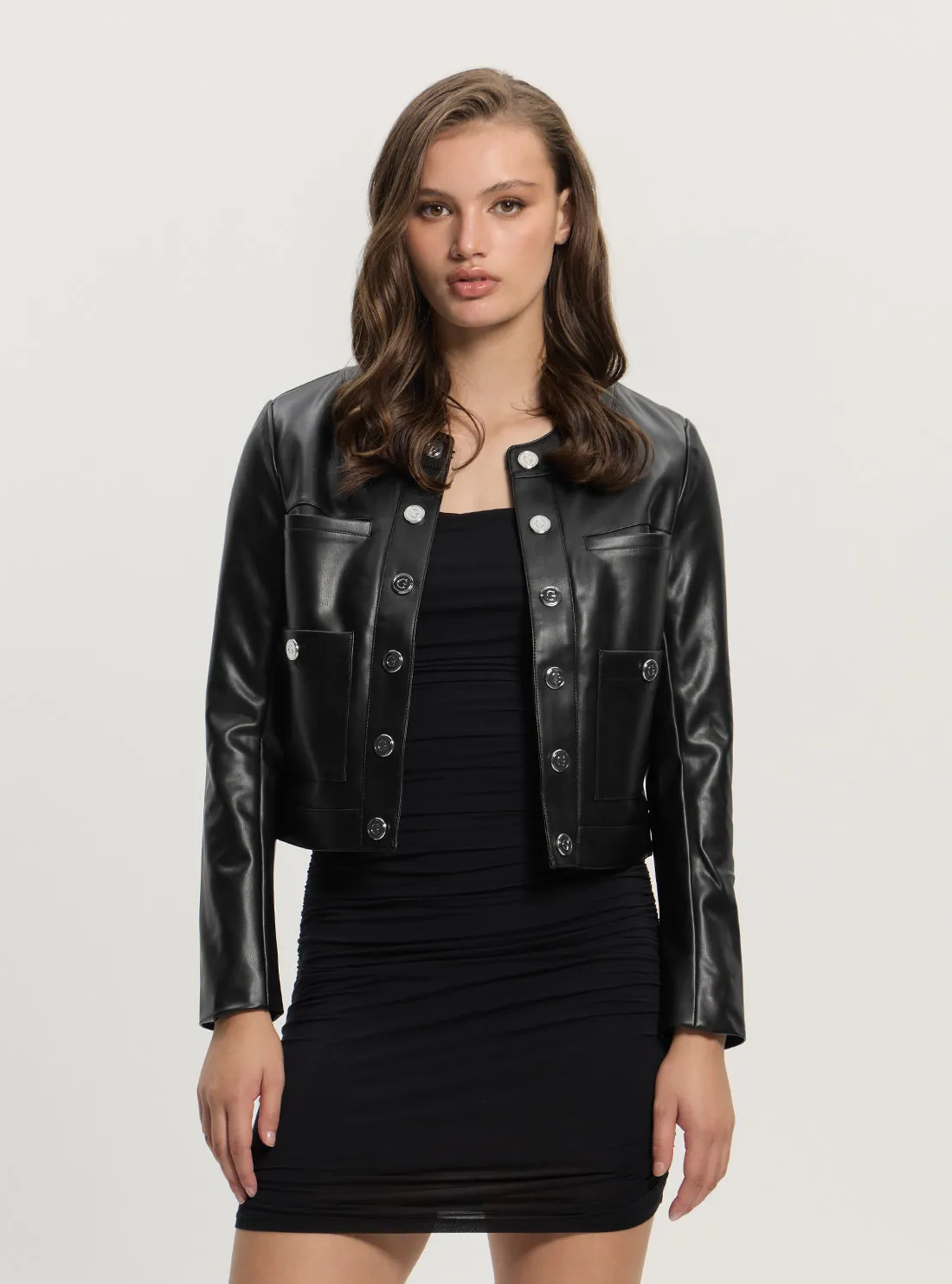 Black Nova Faux-Leather Jacket SoftshellMaterial