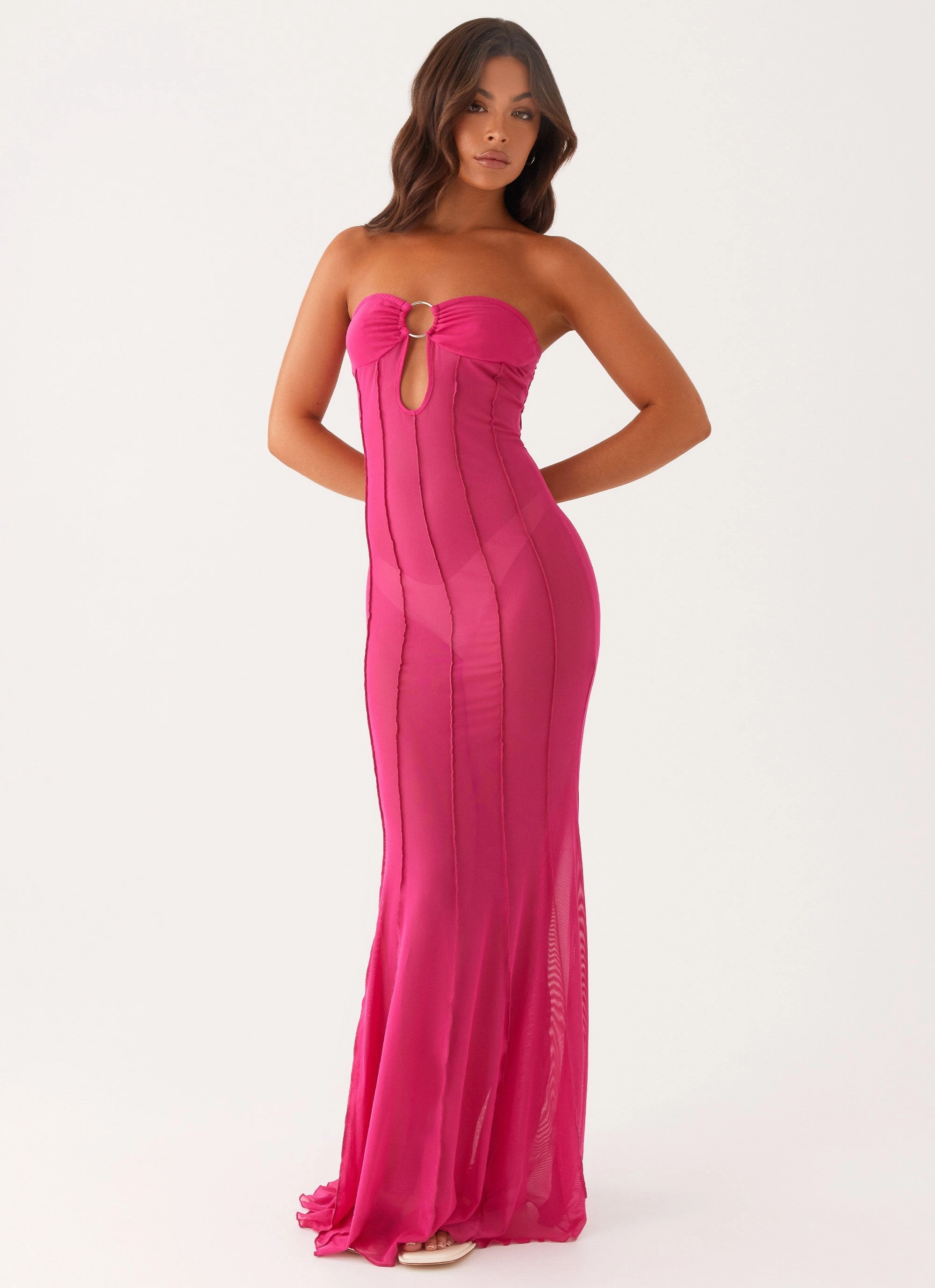 Easy Movement Frayed-Edge Kennedy Maxi Dress - Fuchsia