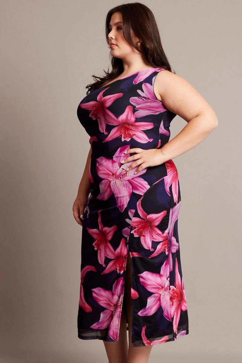 Comfortable Silhouette Fall Comfort Blue Floral One Shoulder Maxi Dress