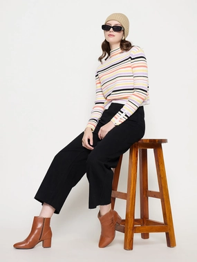 Active Friendly Madame Black Wide Leg Cotton Blend Denim