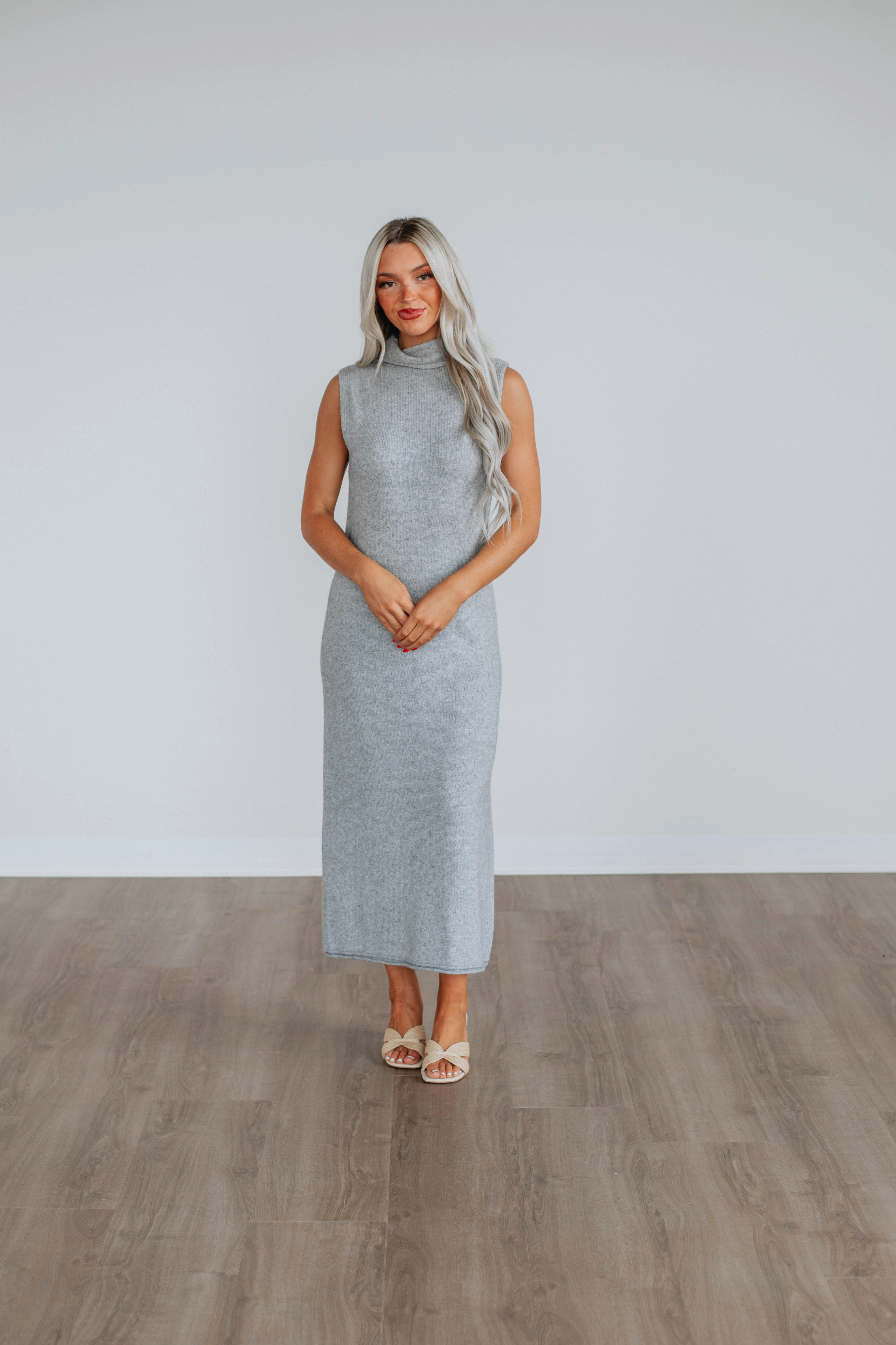 Snuggle Fit Roxanna Sweater Dress - Heather Grey