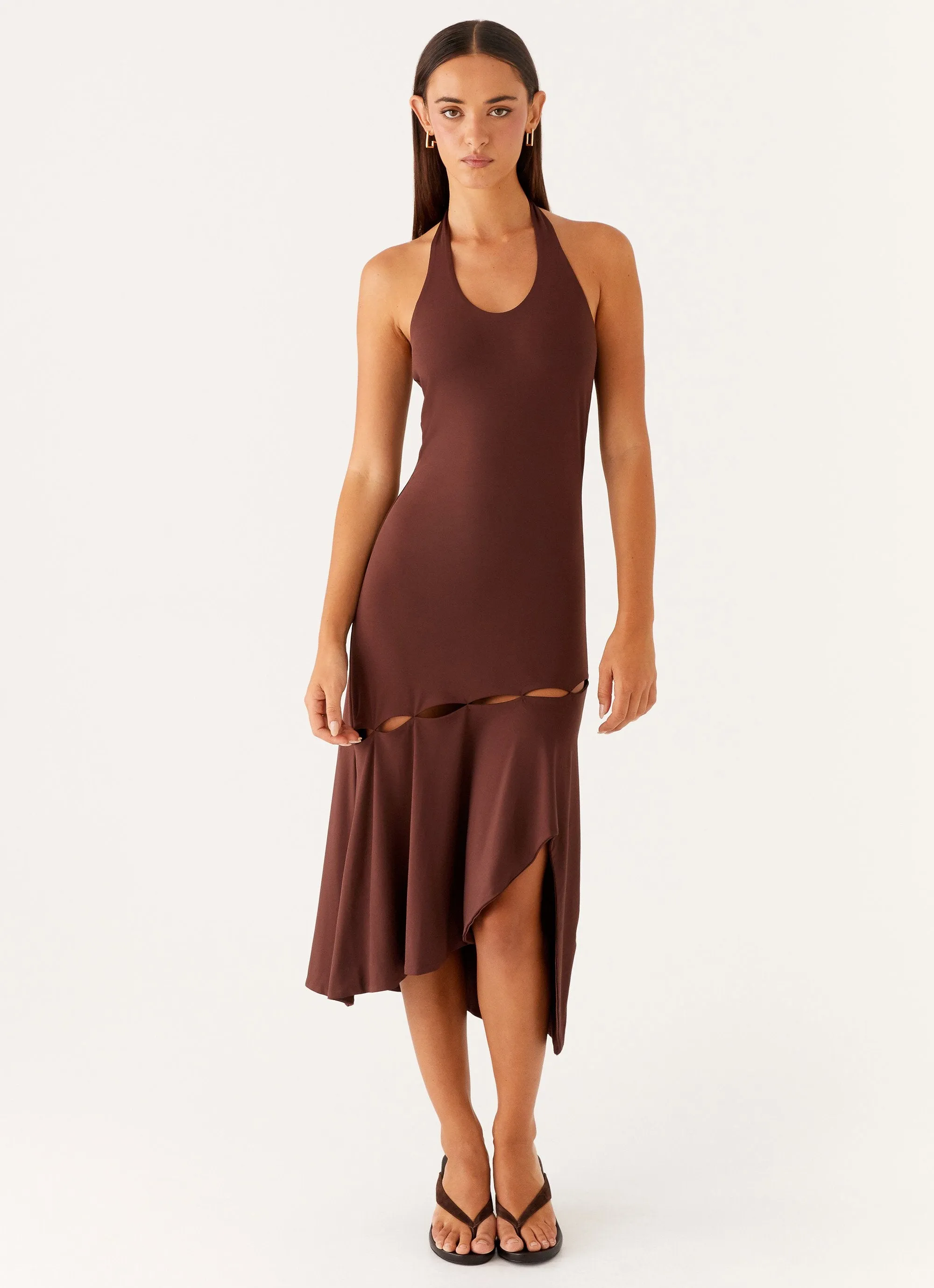 Fast Times Midi Dress - Chocolate Dew Tone Garden-Party