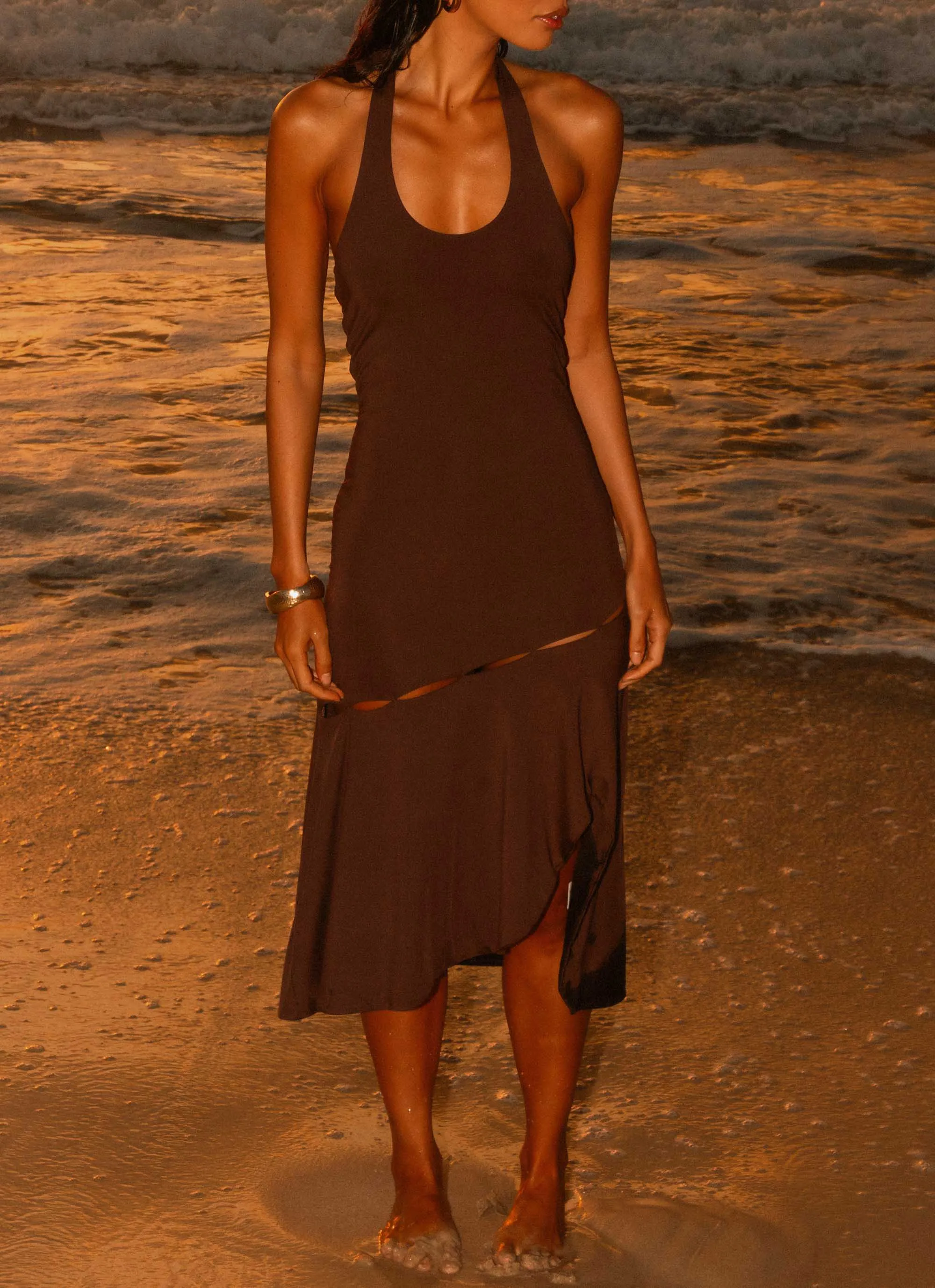 Elegant Vibe Fast Times Midi Dress - Chocolate