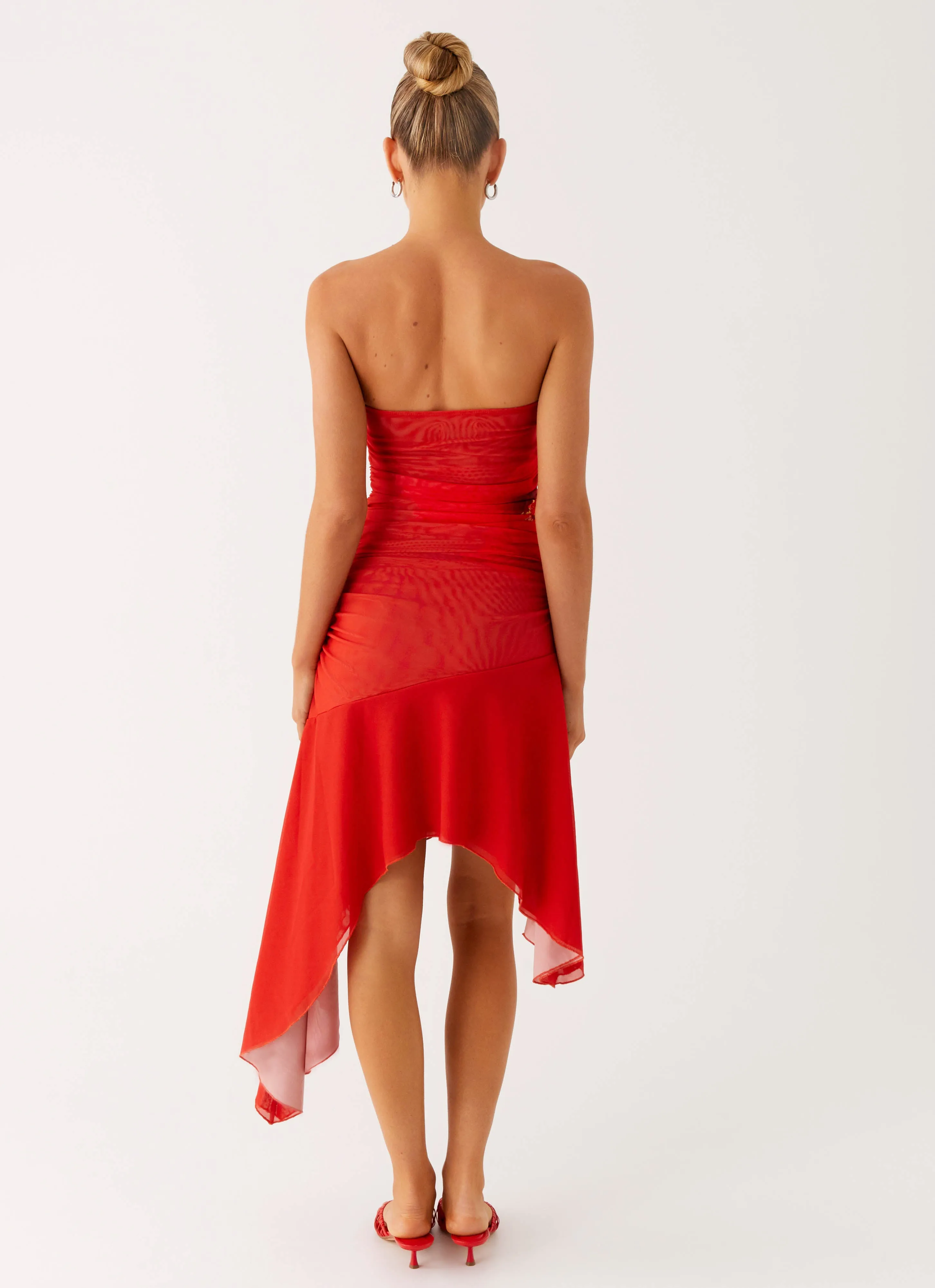 Think About It Midi Dress - Fire Red Office Friendly