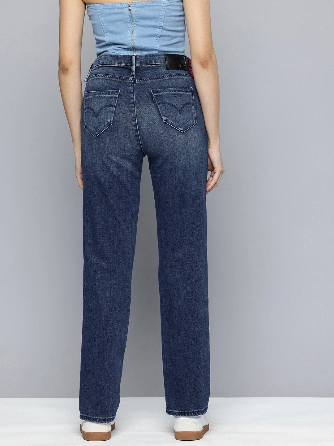 Neutral Autumn Days No Gap Waistband Women's Redloop 724 Blue Straight Fit High Rise Jeans