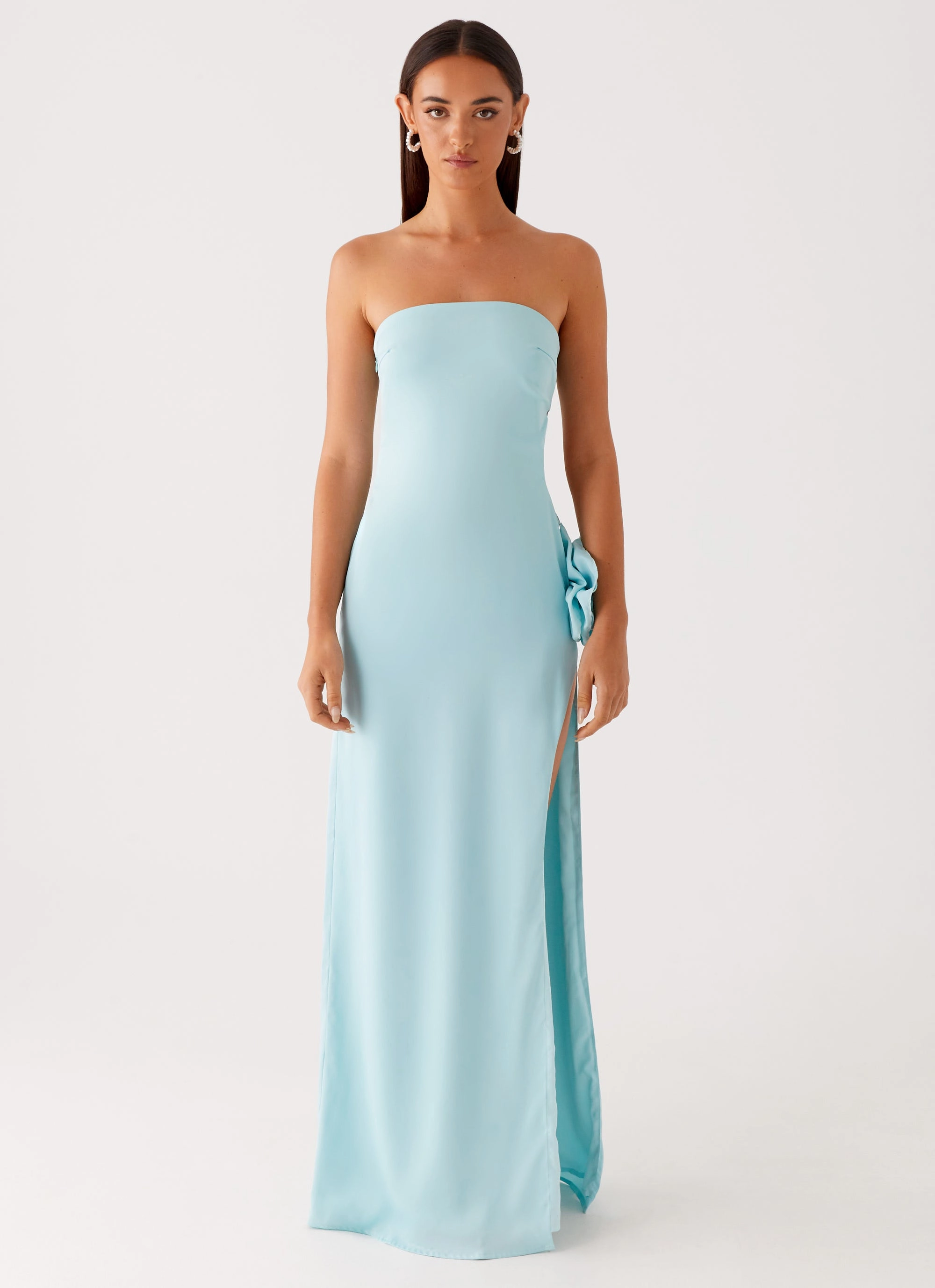 Fall Ready Smooth Texture Fenway Strapless Maxi Dress - Mint