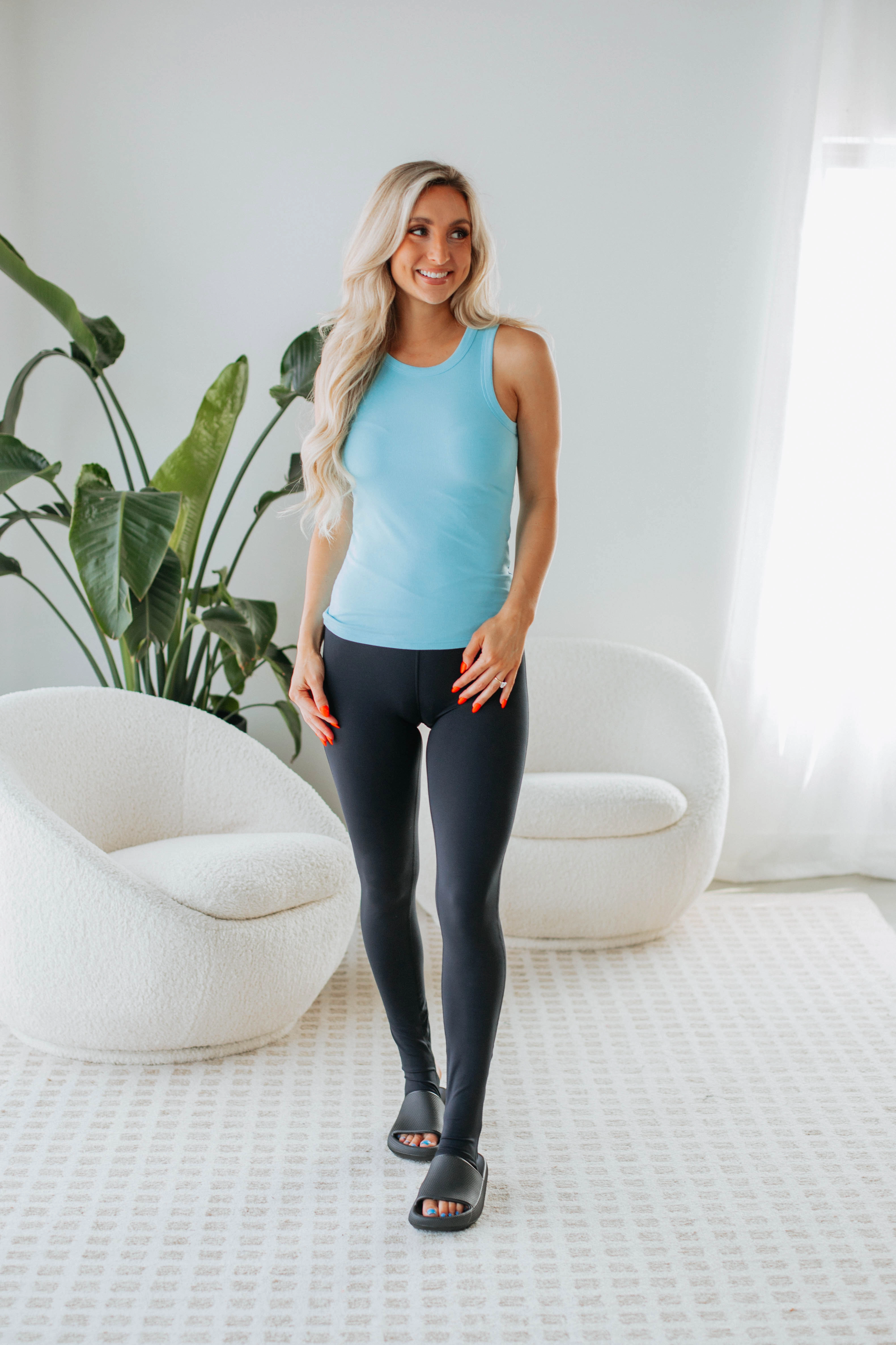 Comfort - prioritized Ferna Ribbed Tank - Sky Blue