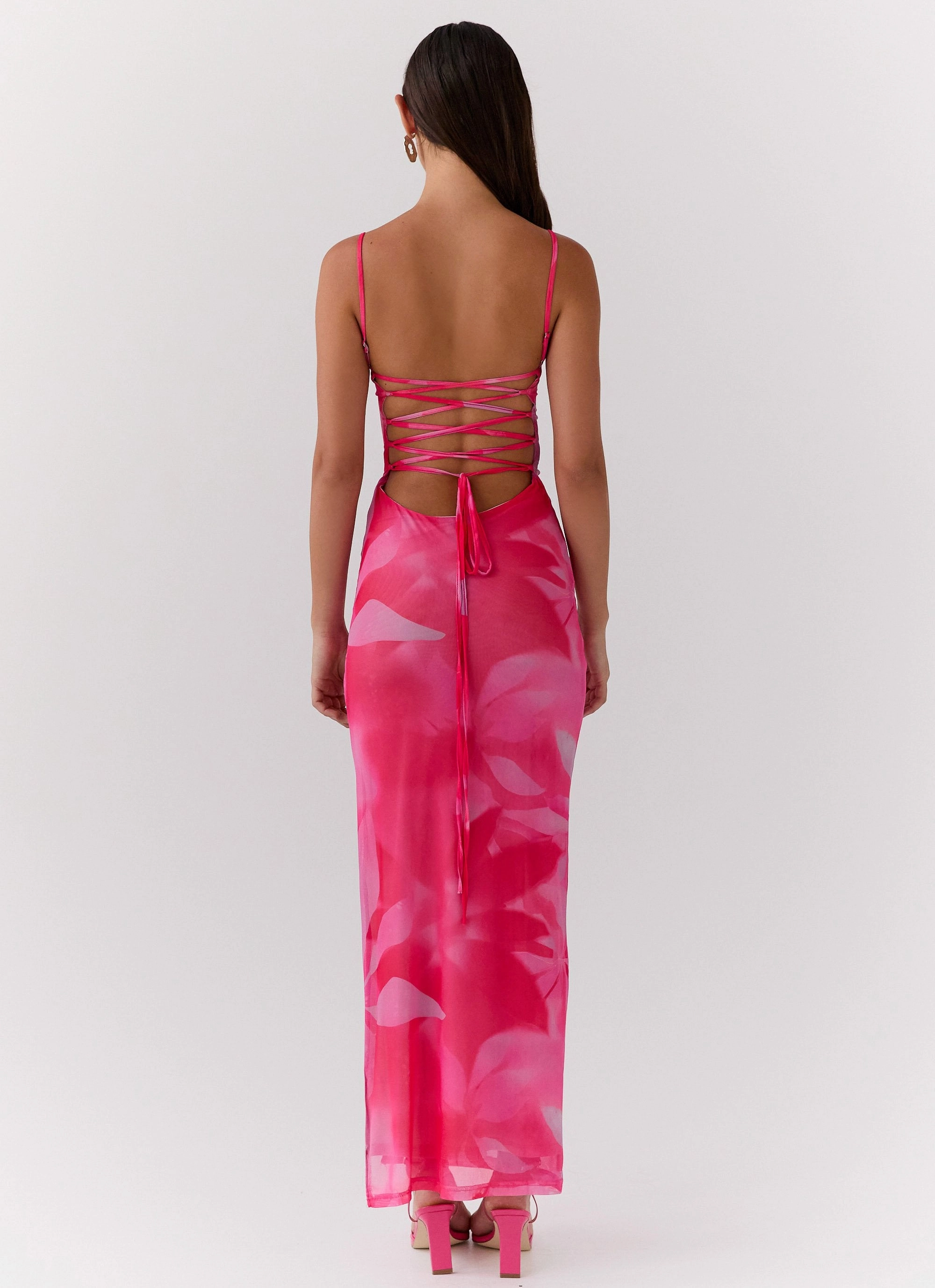 Life In Pink Maxi Dress - Abstract Bloom Cool Motion