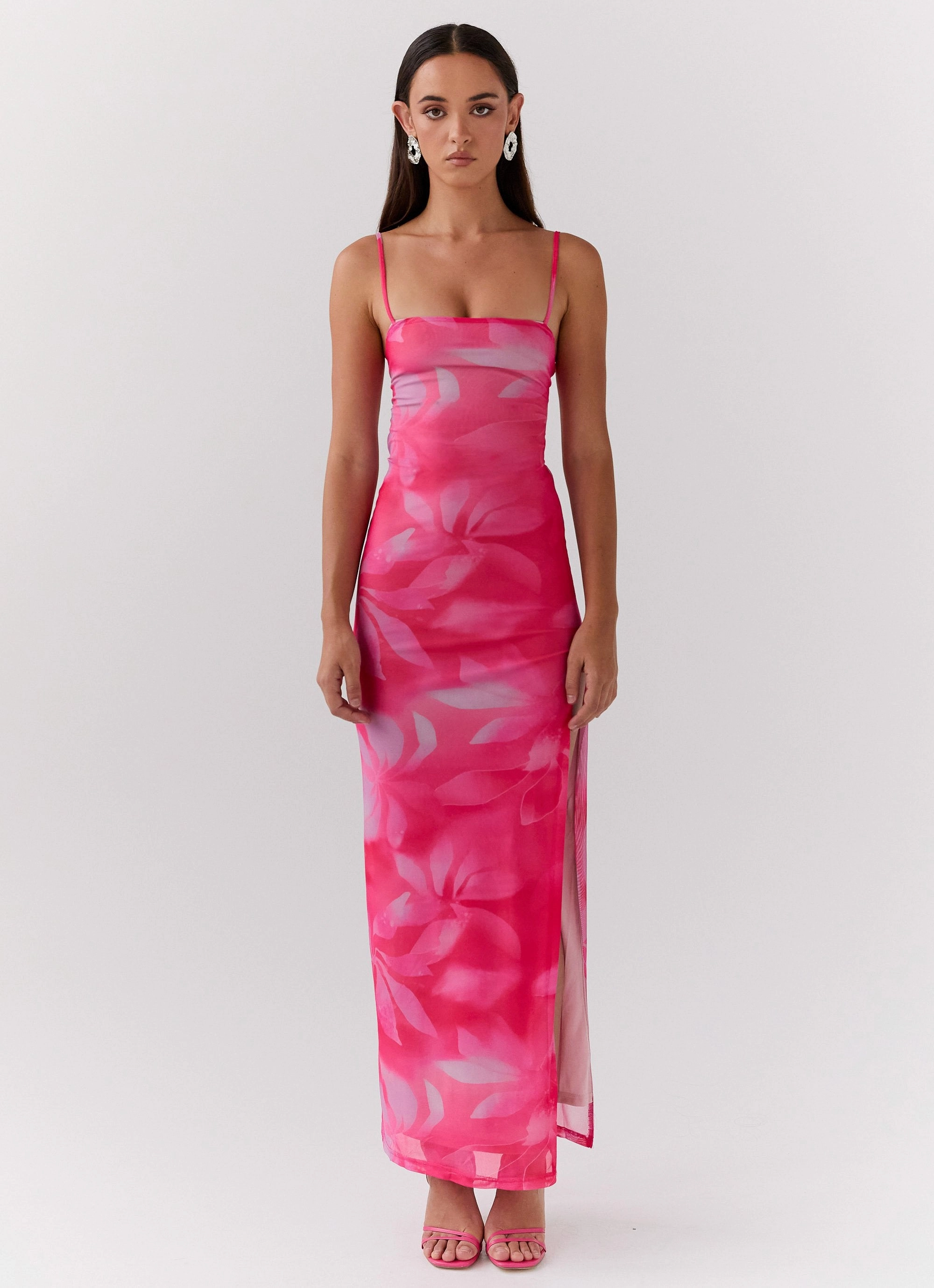 Cozy Mood relaxed elegance Life In Pink Maxi Dress - Abstract Bloom