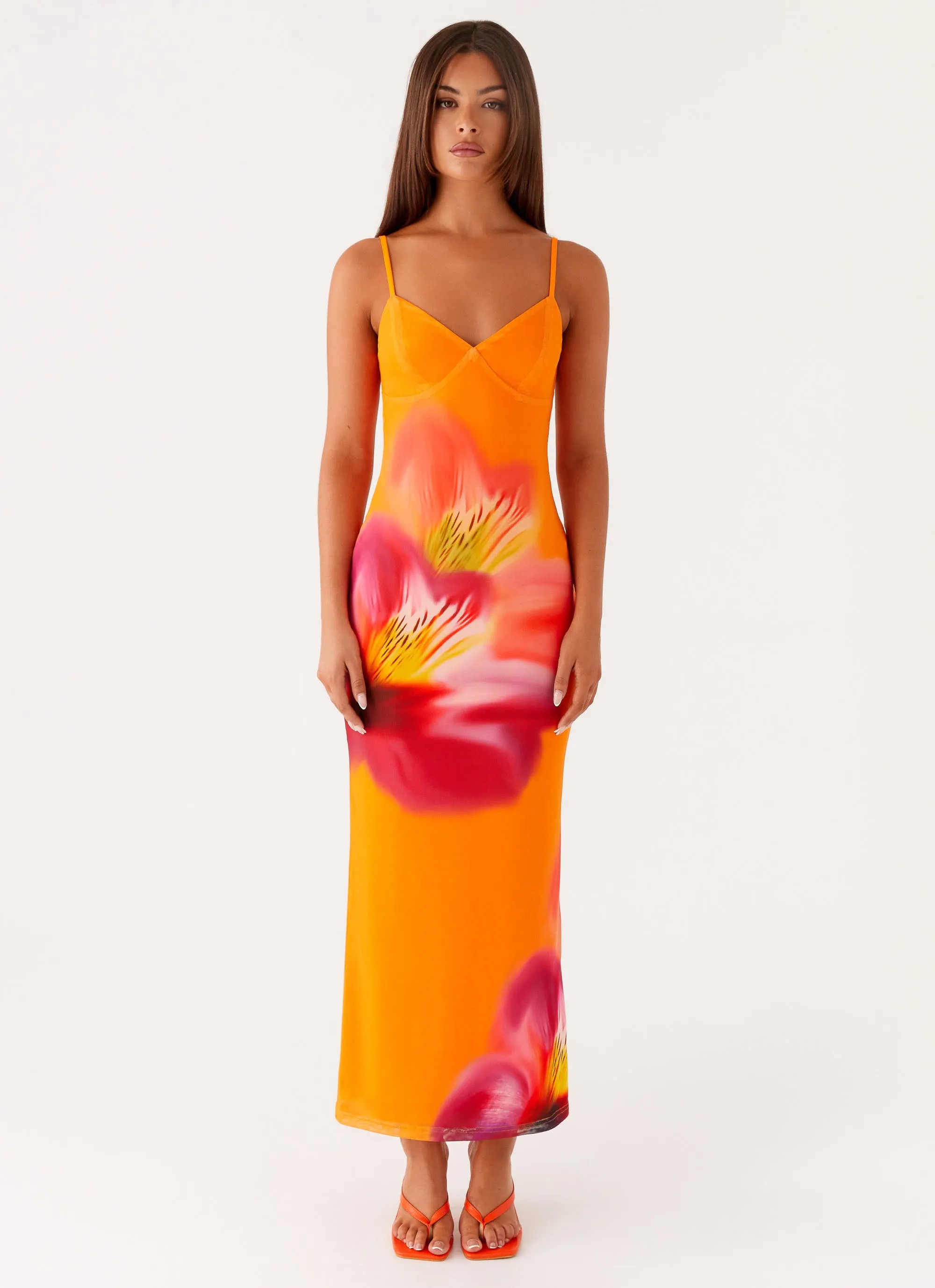 SmoothEdgeFinish Soft Stitch Kasey Midi Dress - Orange Tropical