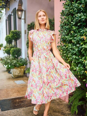 FINAL SALE - Jenn Dress | Happy Blooms Coral french chic Upgrade-Option