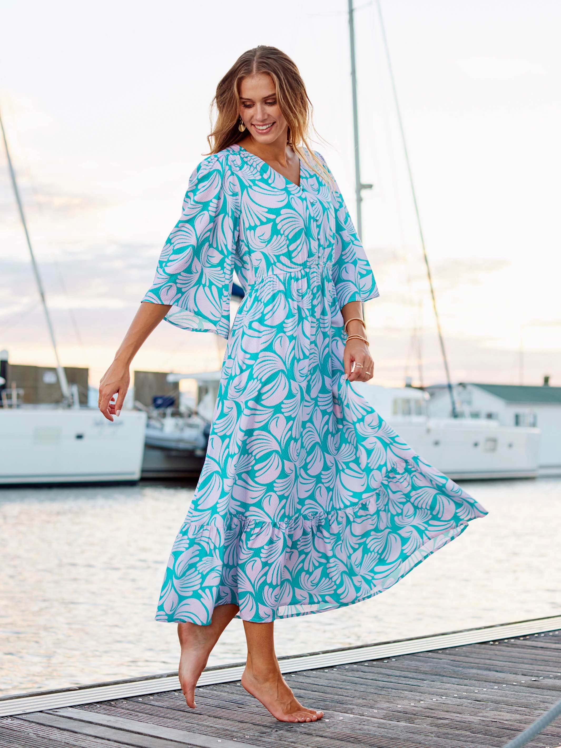 Recycled-Material Countryside-Style FINAL SALE - Melissa Dress | Sail Away Pink