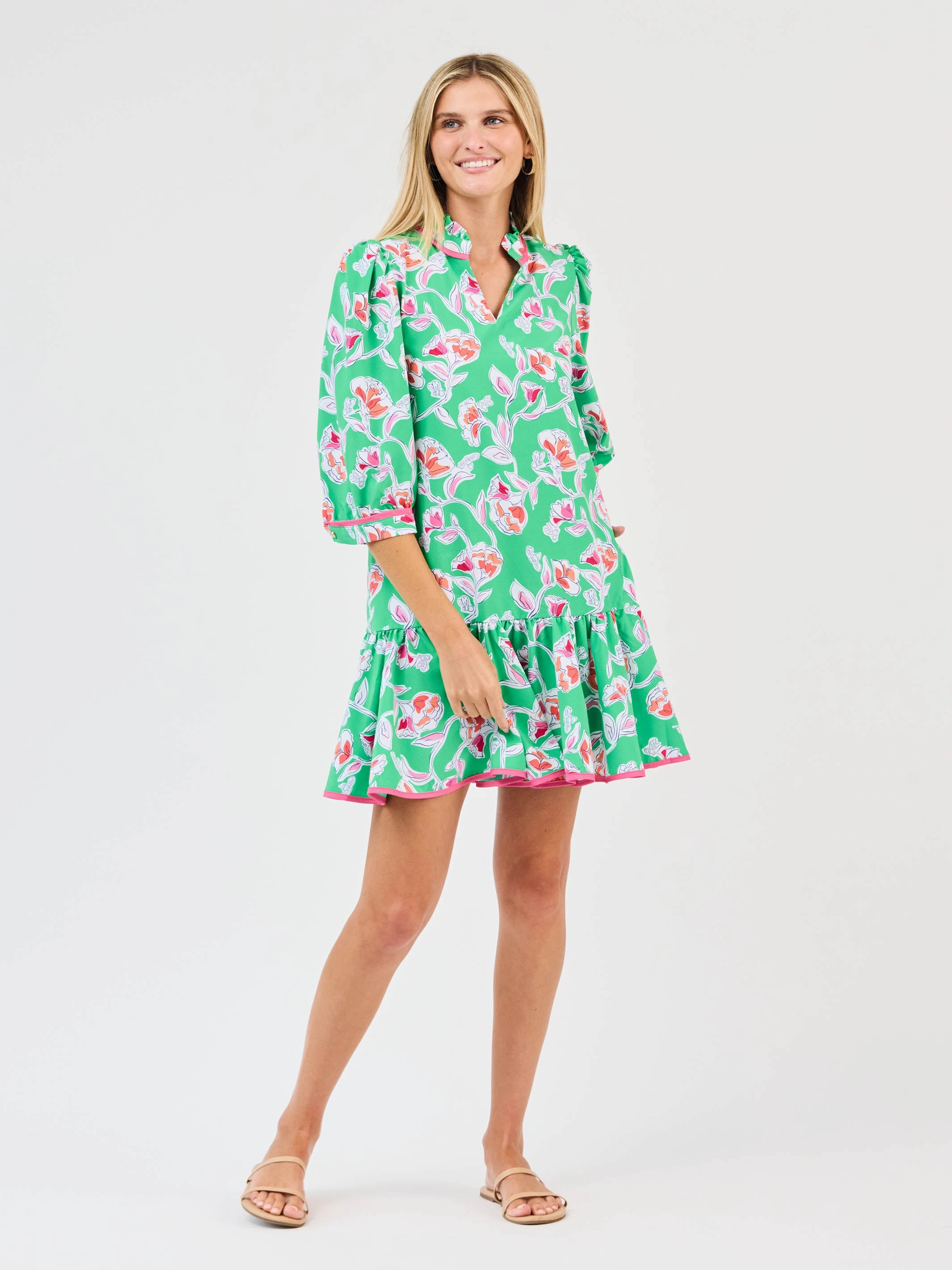 FINAL SALE - Naomi Dress | Pretty Petals Green Fit Vibe Youthful Feel