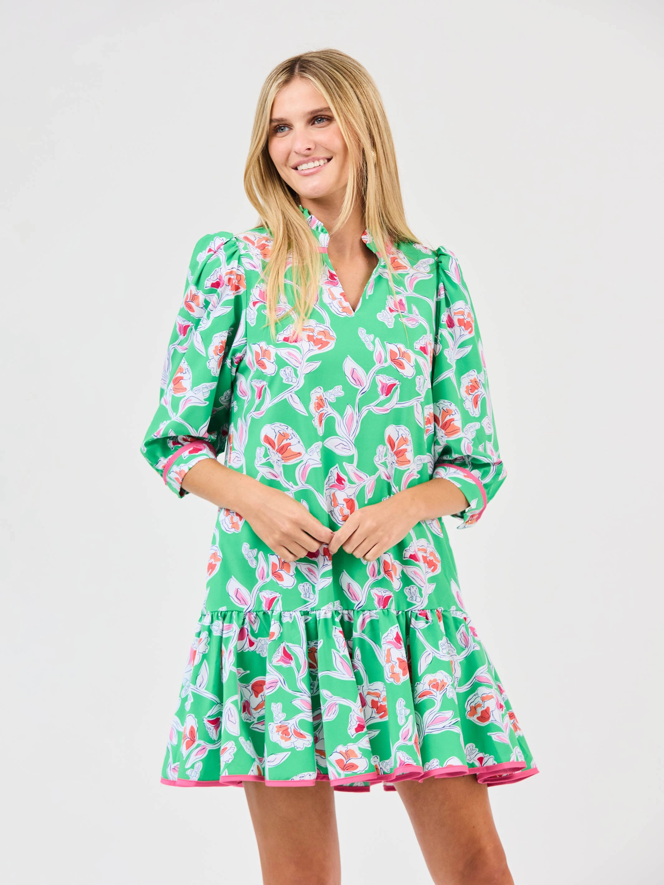 FINAL SALE - Naomi Dress | Pretty Petals Green Timeless Comfort Wear