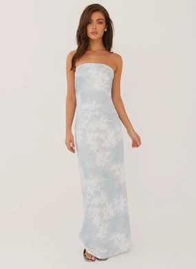 Simplistic Mood Delicate Edge Love Me More Maxi Dress - Blue Blossom