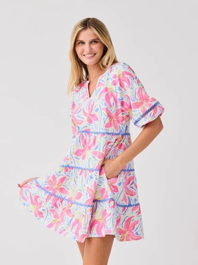 Tasteful Detail FINAL SALE - Palmer Dress | Hibiscus Harmony White