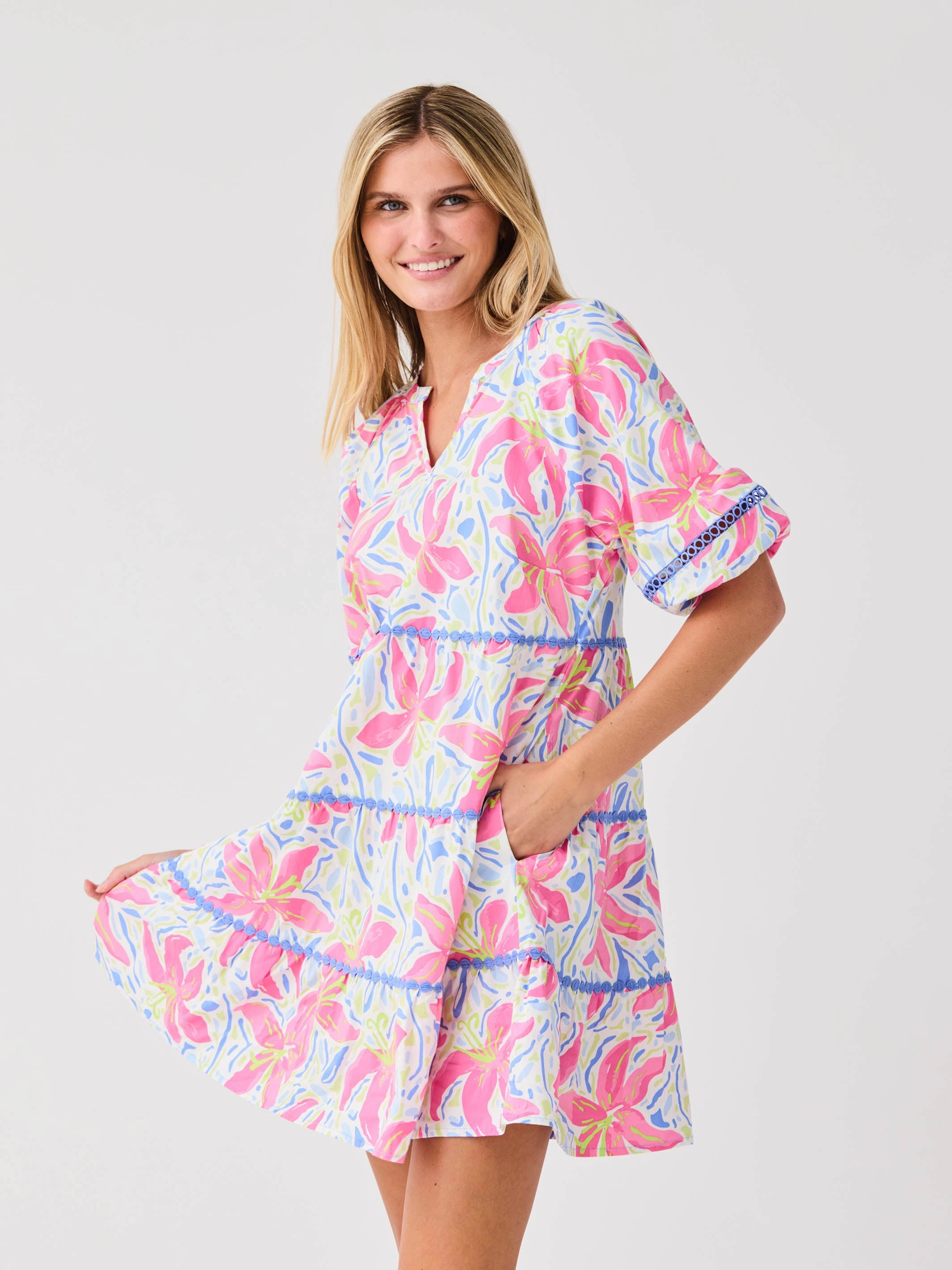 Tasteful Detail FINAL SALE - Palmer Dress | Hibiscus Harmony White