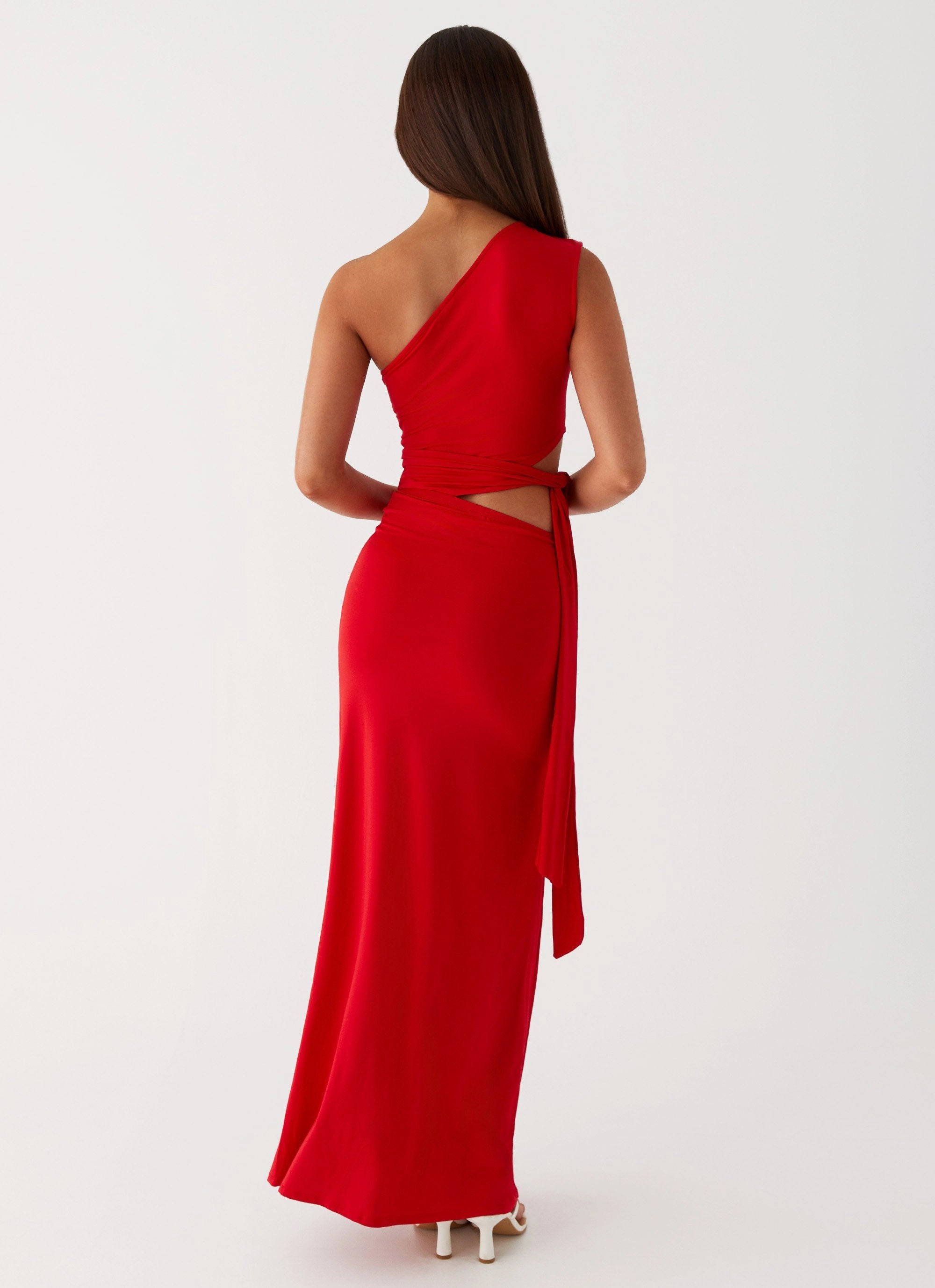 Love Me Tie Maxi Dress - Red Fitted Base Mood Comfort