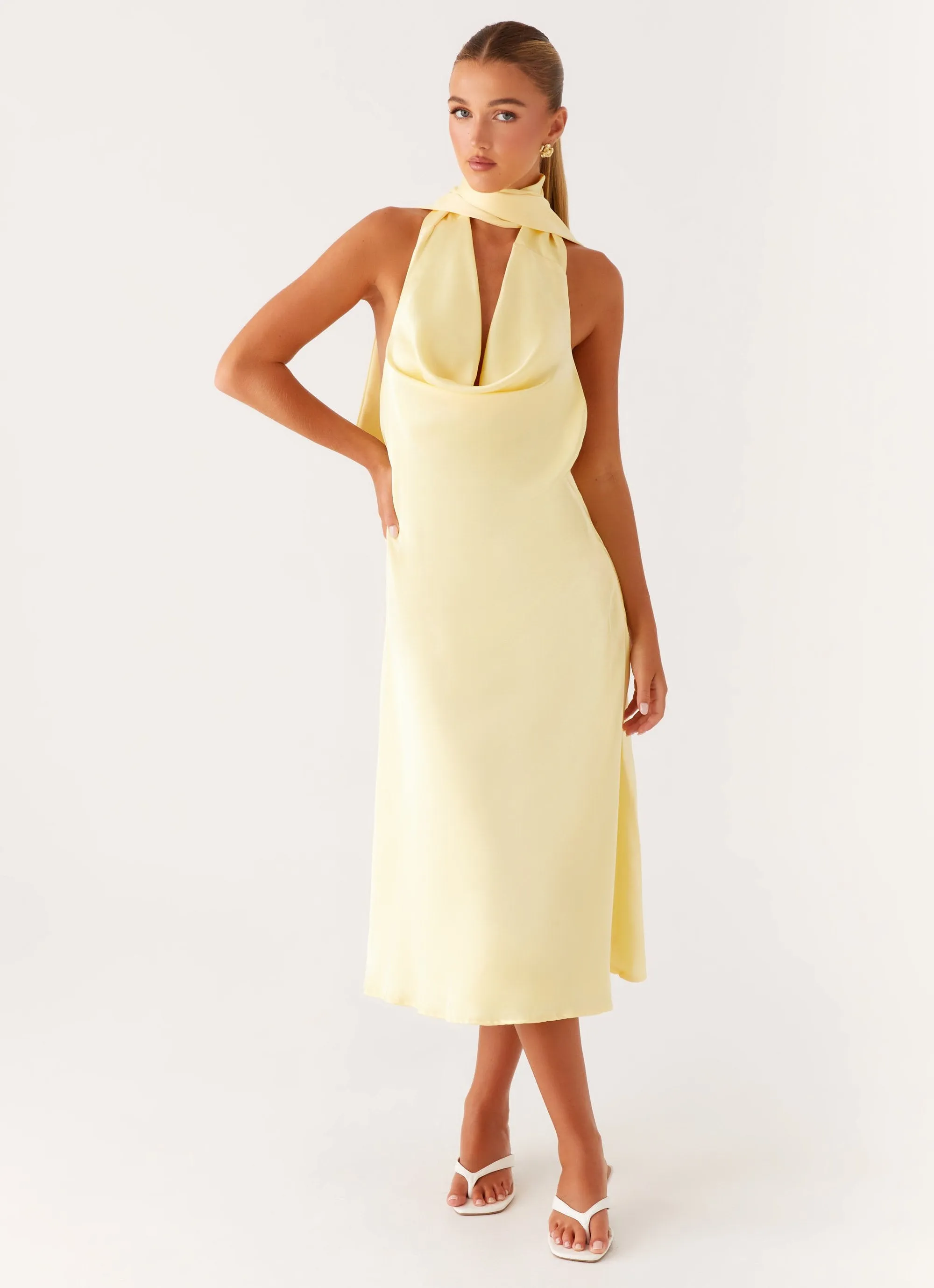 Sonny Midi Dress - Yellow Flap-Detail