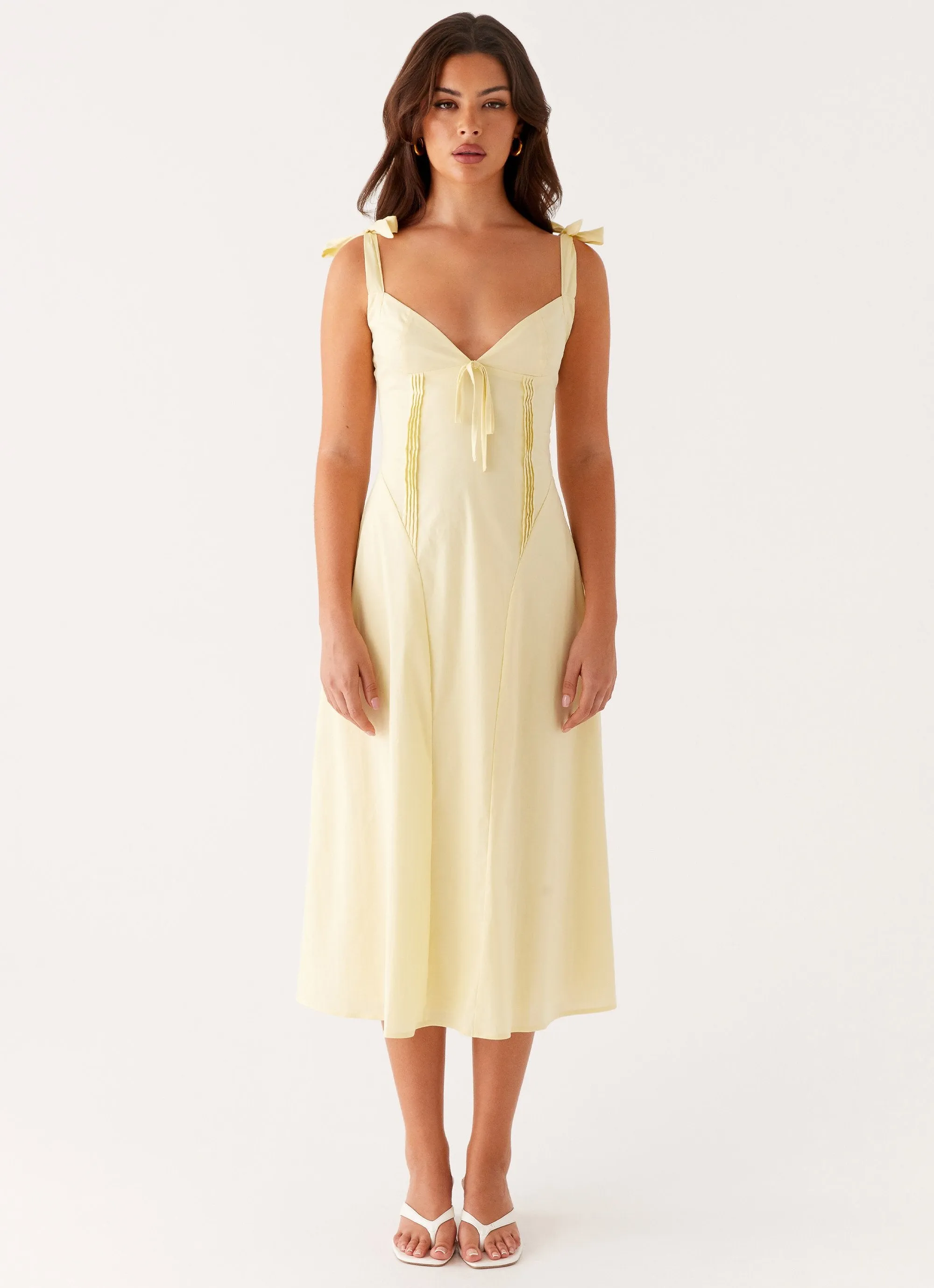 Adela Midi Dress - Yellow Modest Light
