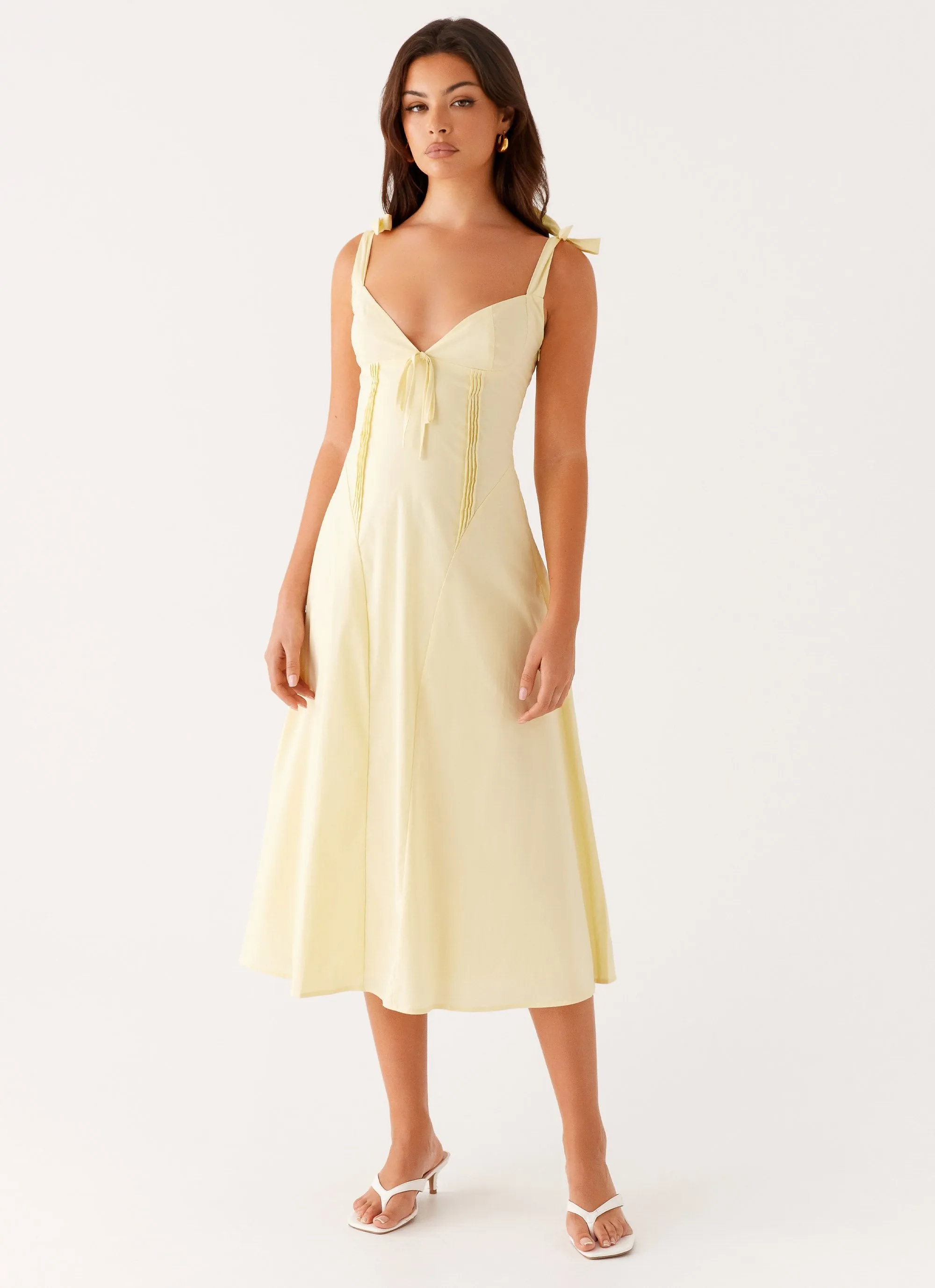 Adela Midi Dress - Yellow Chilly Weather Layer Feminine Design