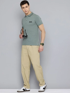 Men's Khaki Regular Fit Trousers Sporty Fit Design